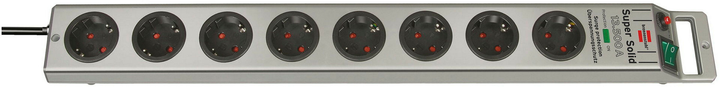SuperSolid-Leiste 8-fach silber *DE* 2,5m H05VV-F3G1,5 Ü-Schutz,Schalter