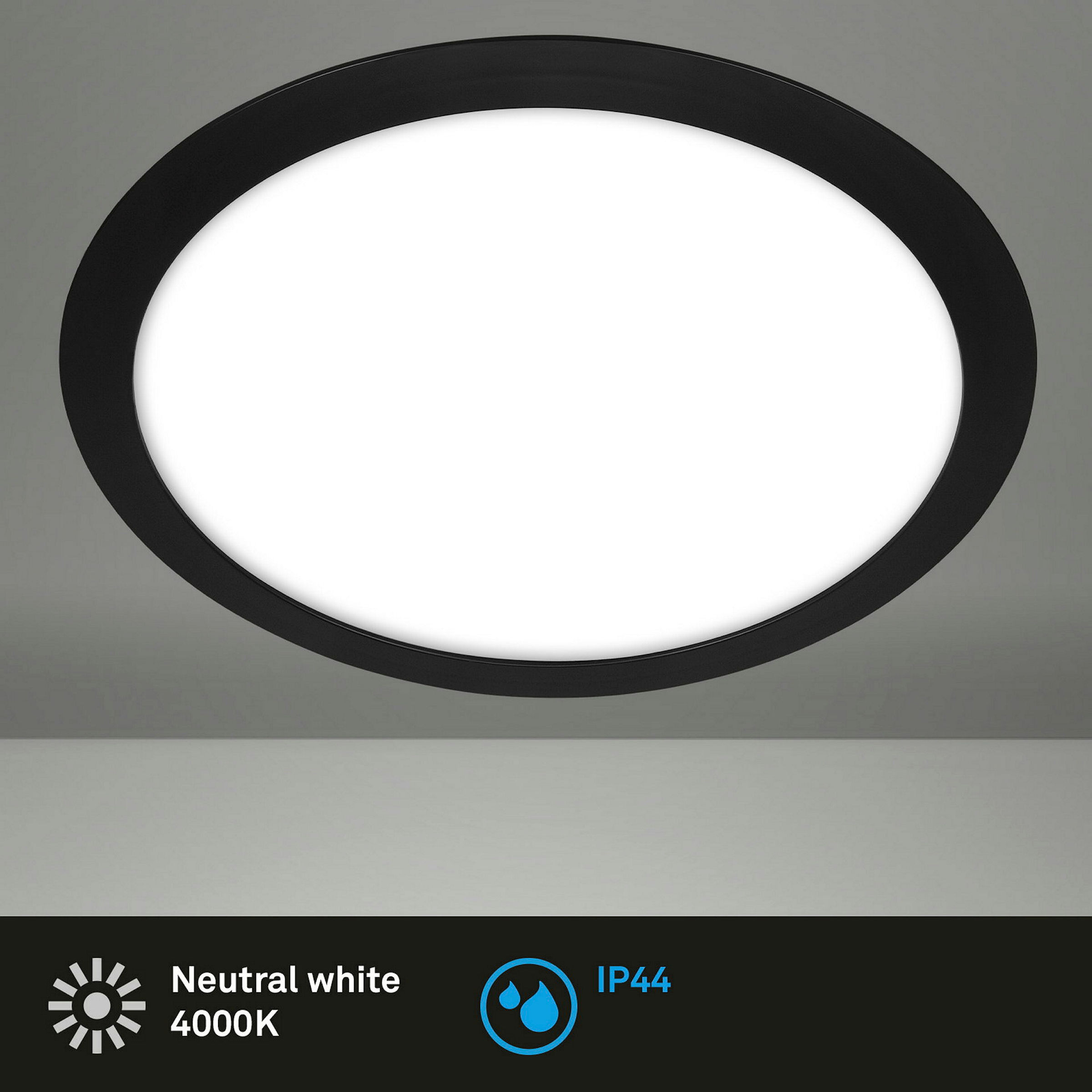 LED Deckenleuchte, schwarz, IP44, 1xLED/12W