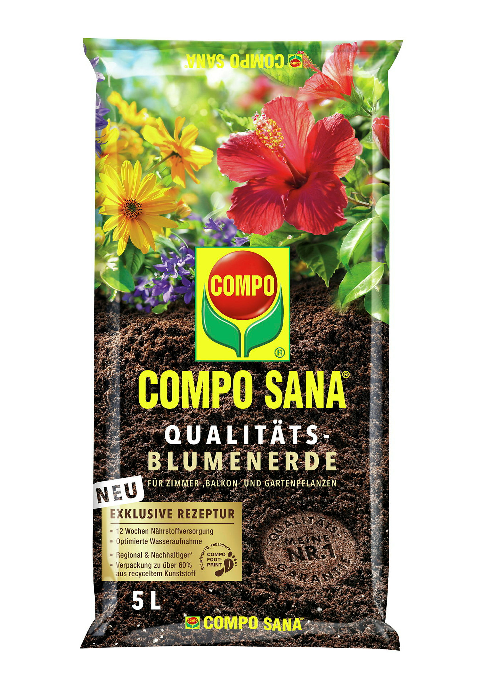 COMPO SANA® Qualitäts-Blumenerde, 5 L