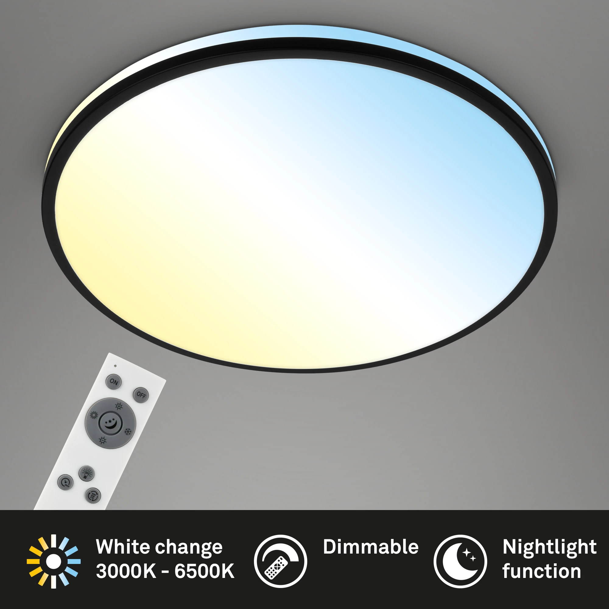 LANA CCT-LED Deckenleuchte, Schwarz, LED / 40W