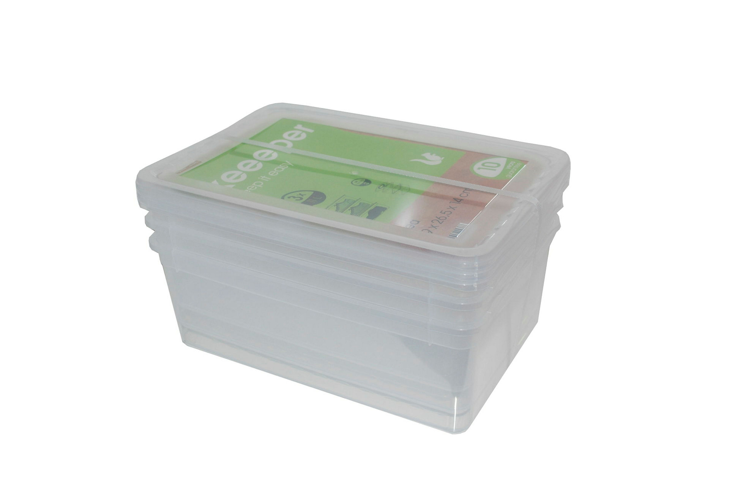 keeeper Aufbewahrungsboxen, 3 x 11 l, 39 x 26,5 x 14 cm, Bea, Transparent