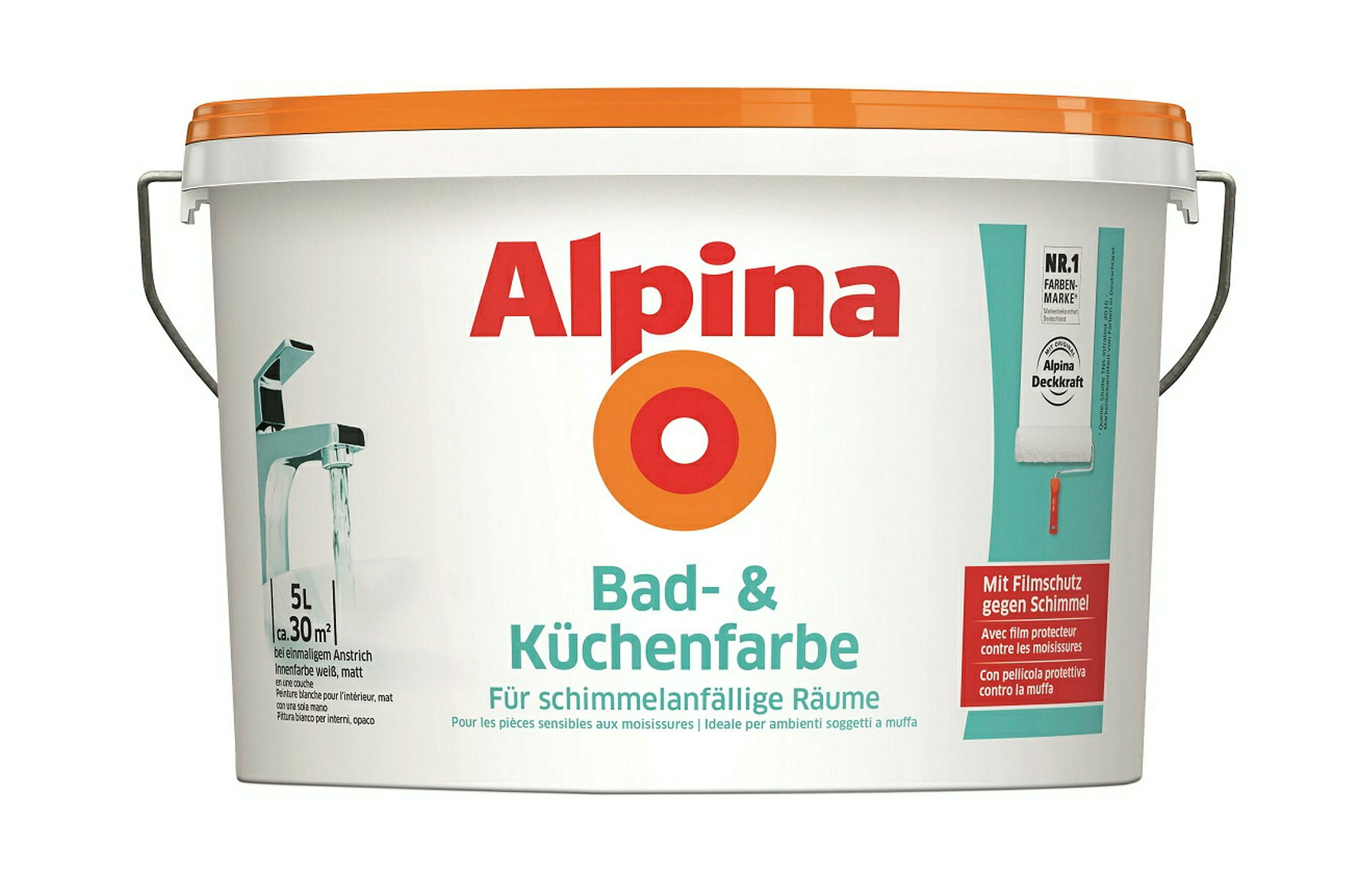 Alpina Bad- & Küchenfarbe 5 Liter weiß matt