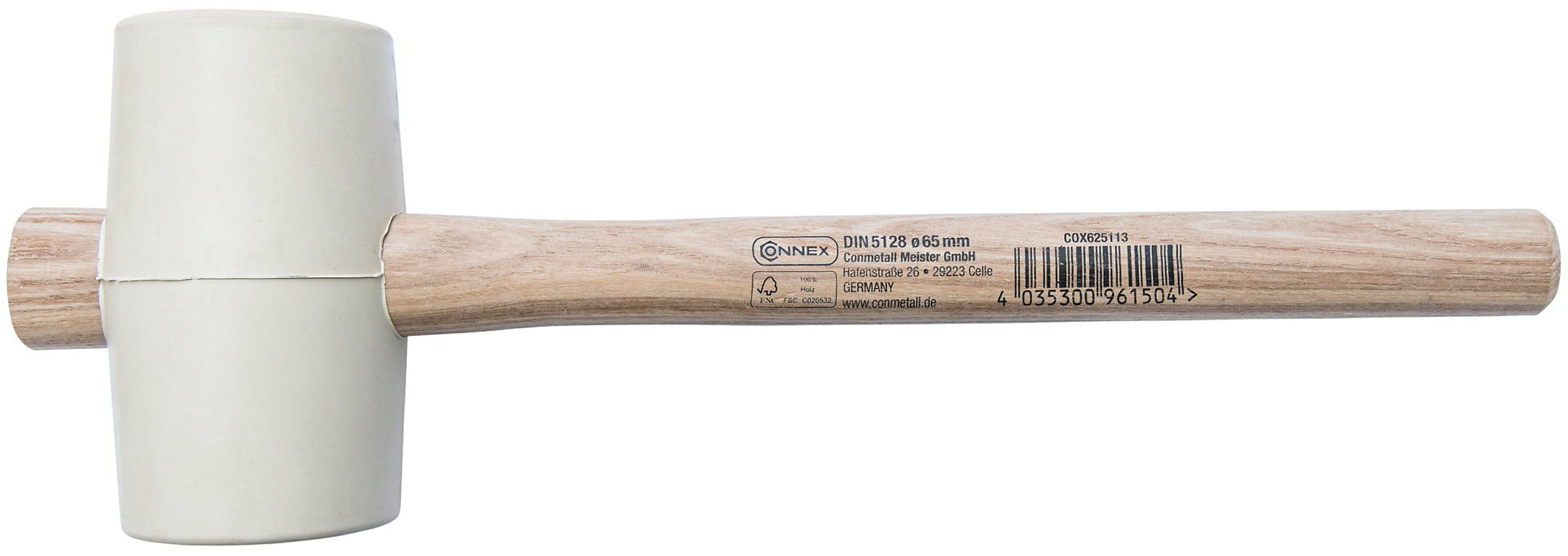 Gummihammer 65mm cremef.,FSC-Holzst