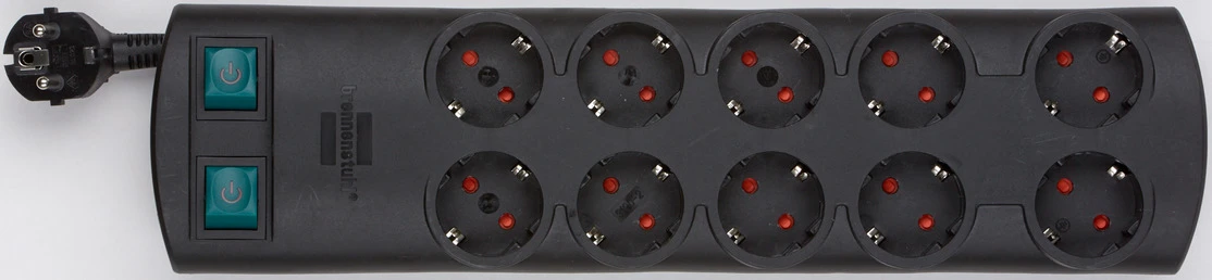 PRIMERA-LINE 10fach schwarz *DE* 2m H05VV-F3G15 - DUO mit 2 Schalter