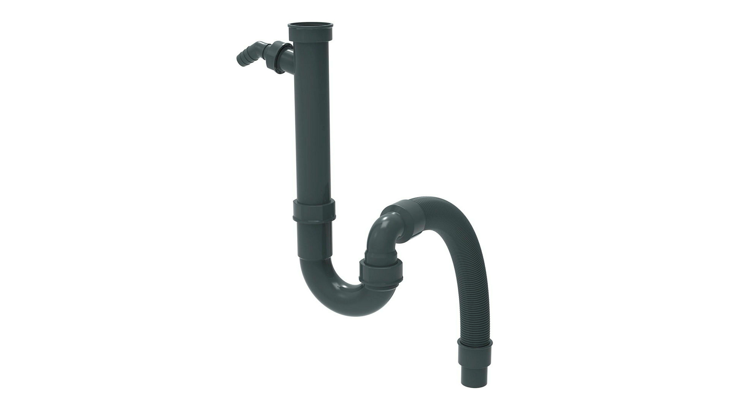 ECO-SAVE KS Flexibler Spültisch-Röhrensiphon, Grau, 1 1/2'' x 3/4''T x 40/5
