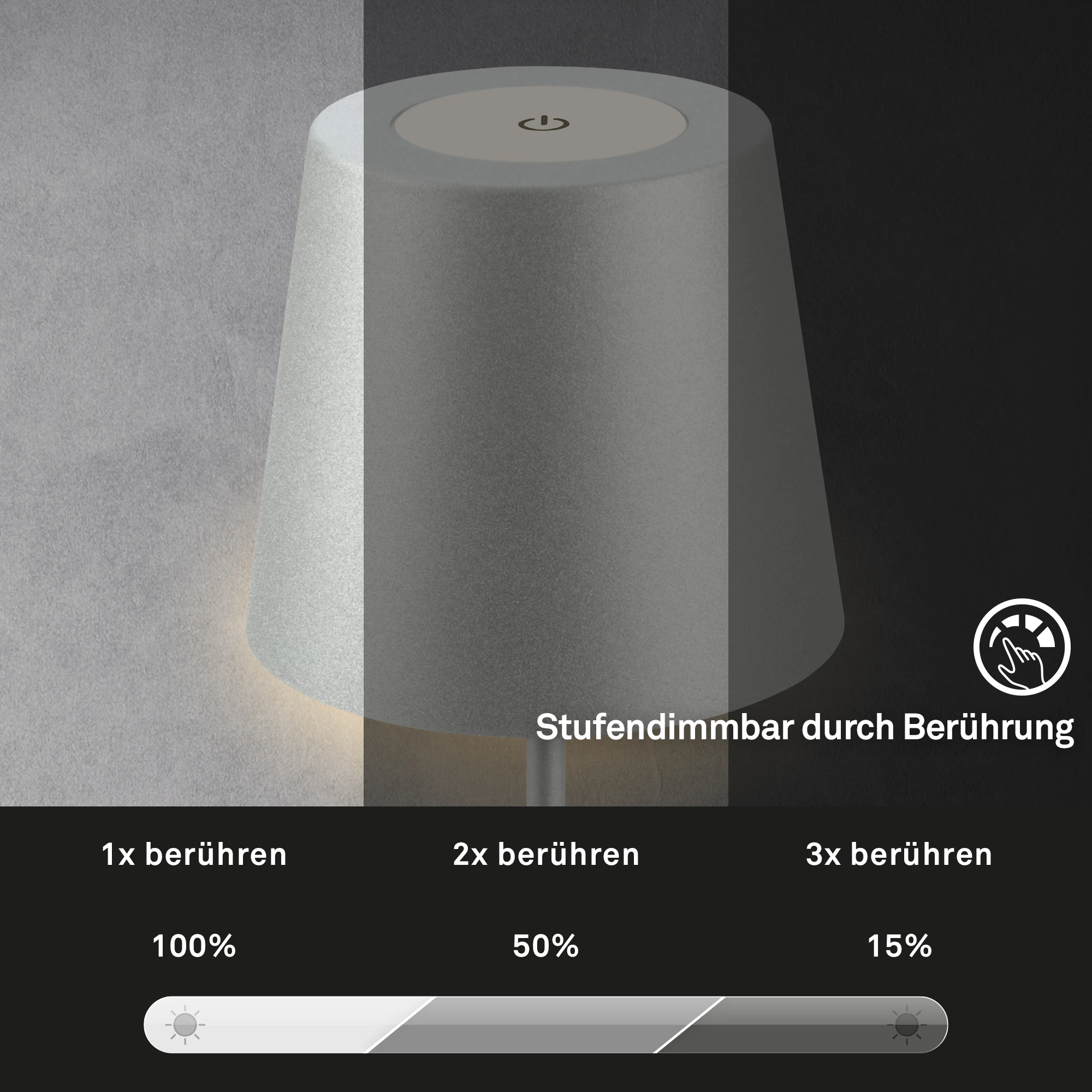 KIKI LED Akku Tischleuchte, IP44, 2,5W, Chrom matt