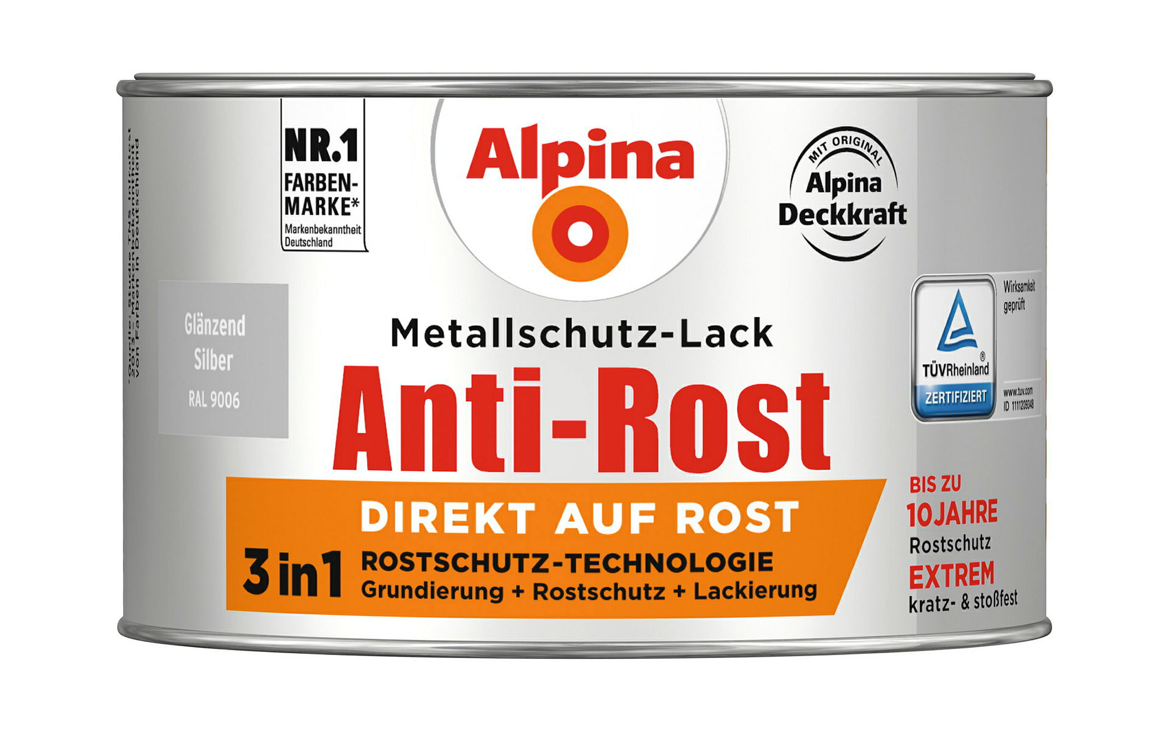 Alpina Metallschutzlack Anti-Rost Silber 300ml glänzend