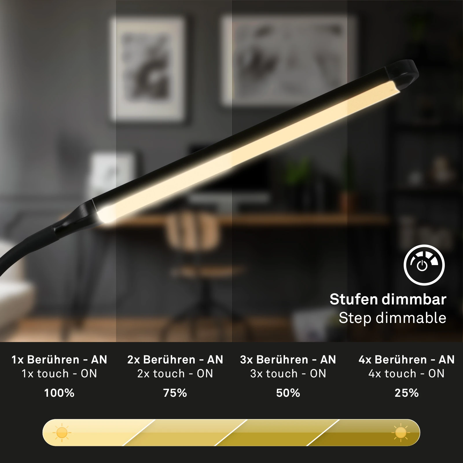 LED Tischleuchte, schwarz, 1xLED-Platine/6W