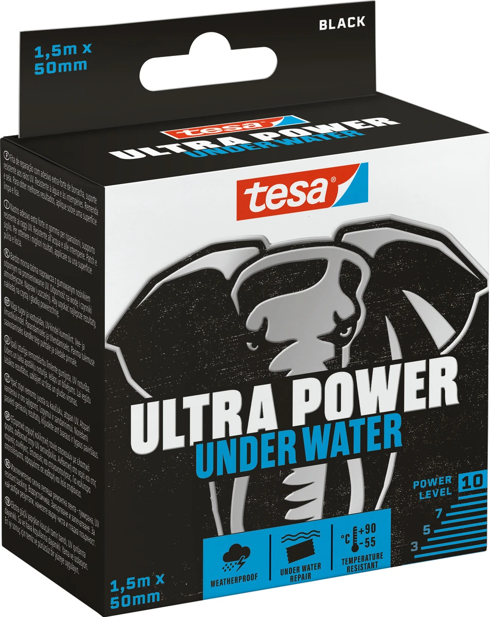 tesa® Ultra Power Unterwasser Reparaturband, 1,50 m x 50 mm, schwarz