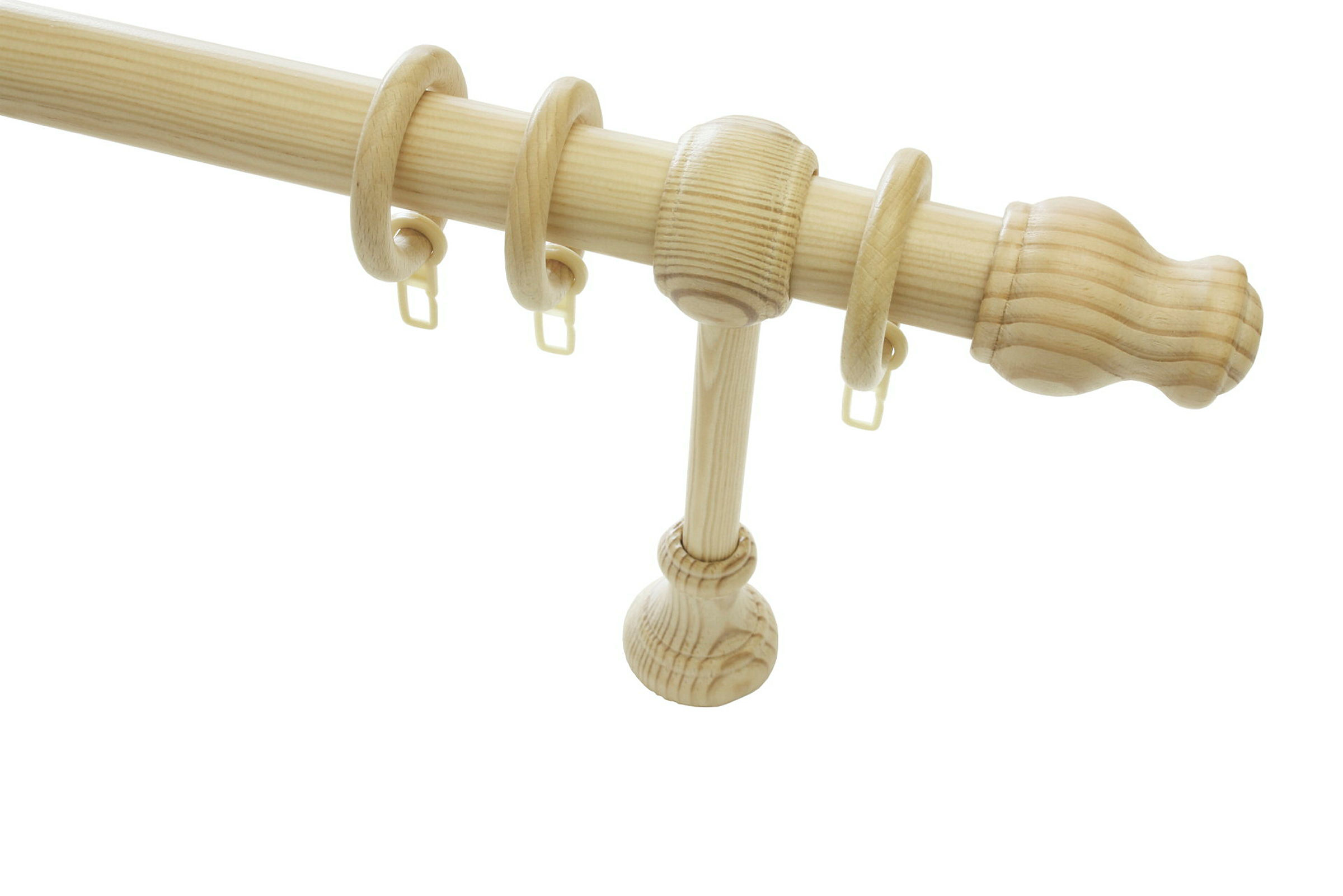 Gardinenstangen Set Lugano Classic, 1-läufig, Ø 28 mm, Holz, kiefer, 250 cm