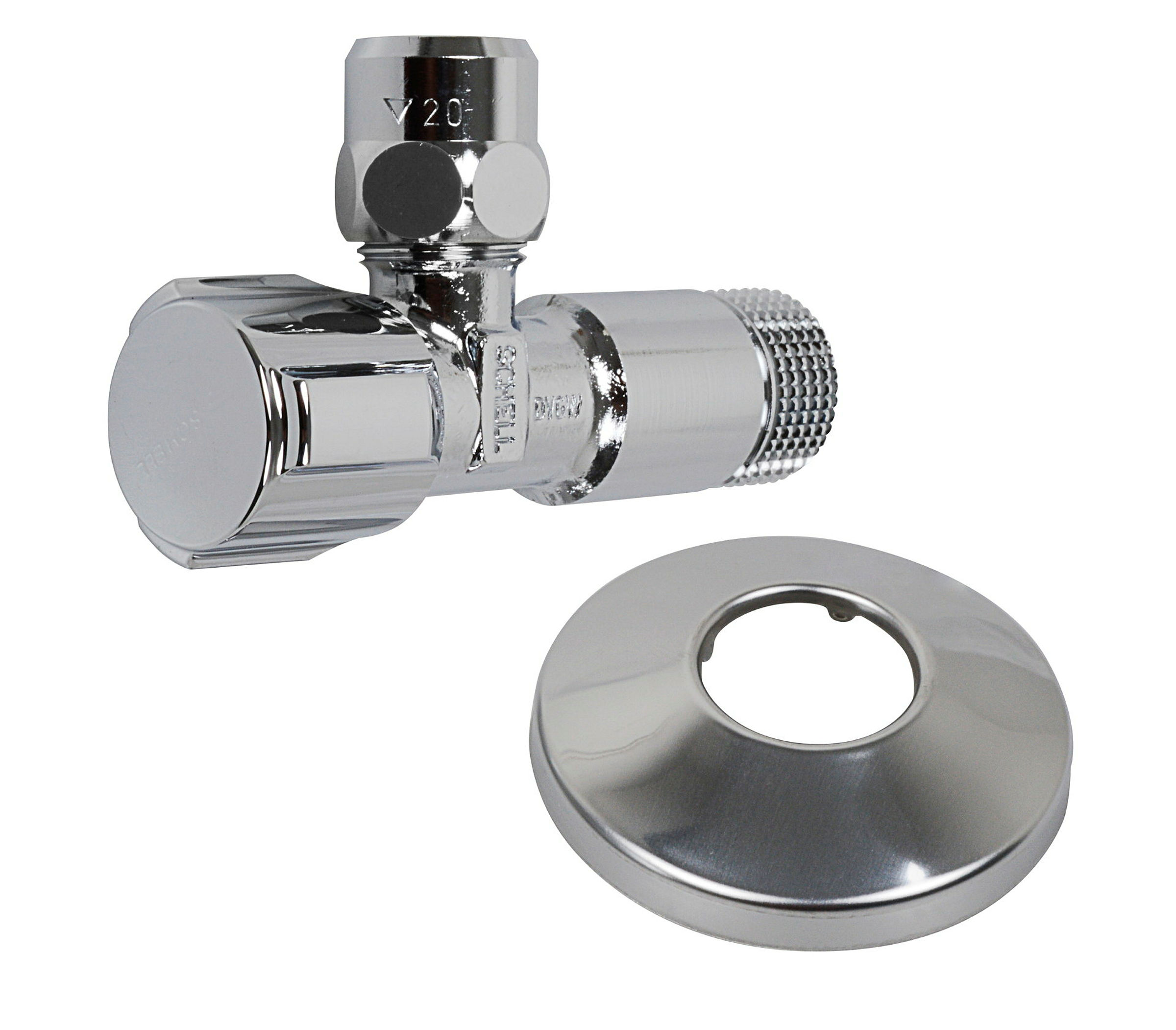 SCHELL Eckventil, Chrom, 1/2''AG x 3/8'' x 10 mmQ, mit Schubrosette