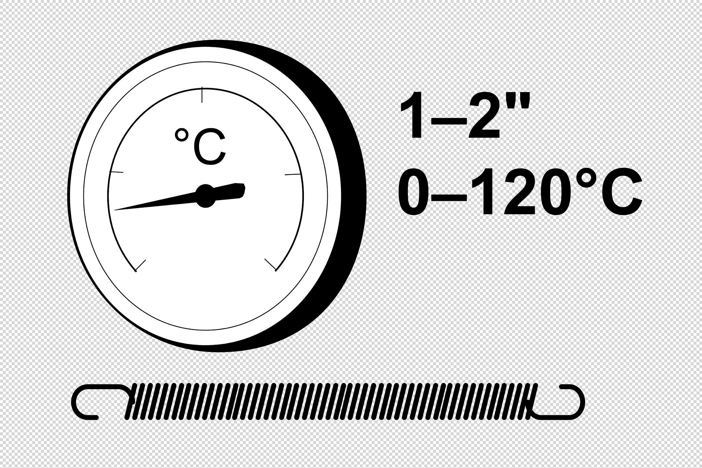 Anlege-Thermometer, Bimetall, 0 - 120°C, 1/2''