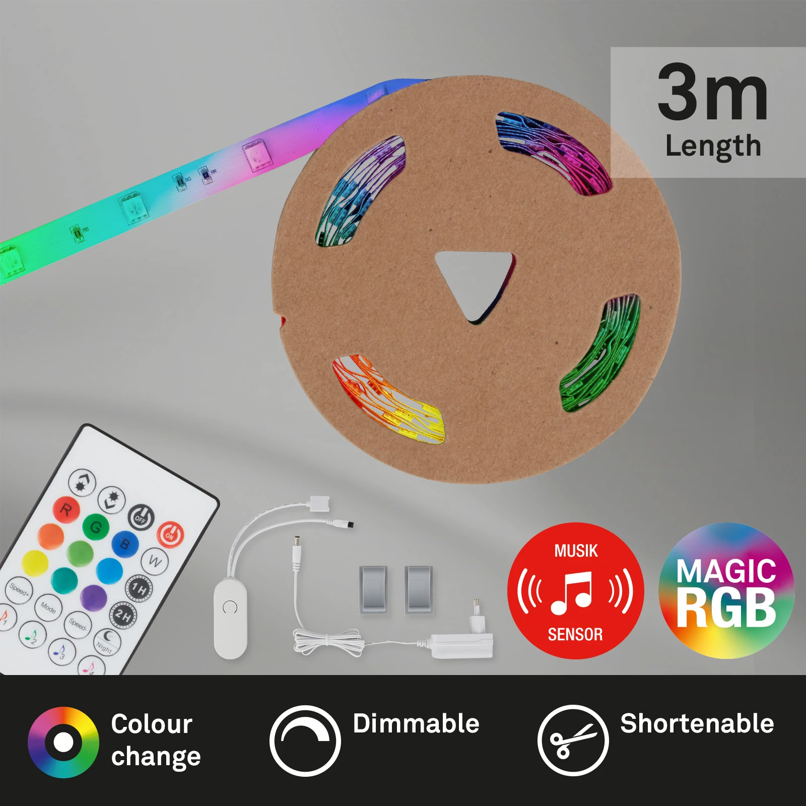 Magic RGB-LED Flexband, 3m, inkl. Musiksensor