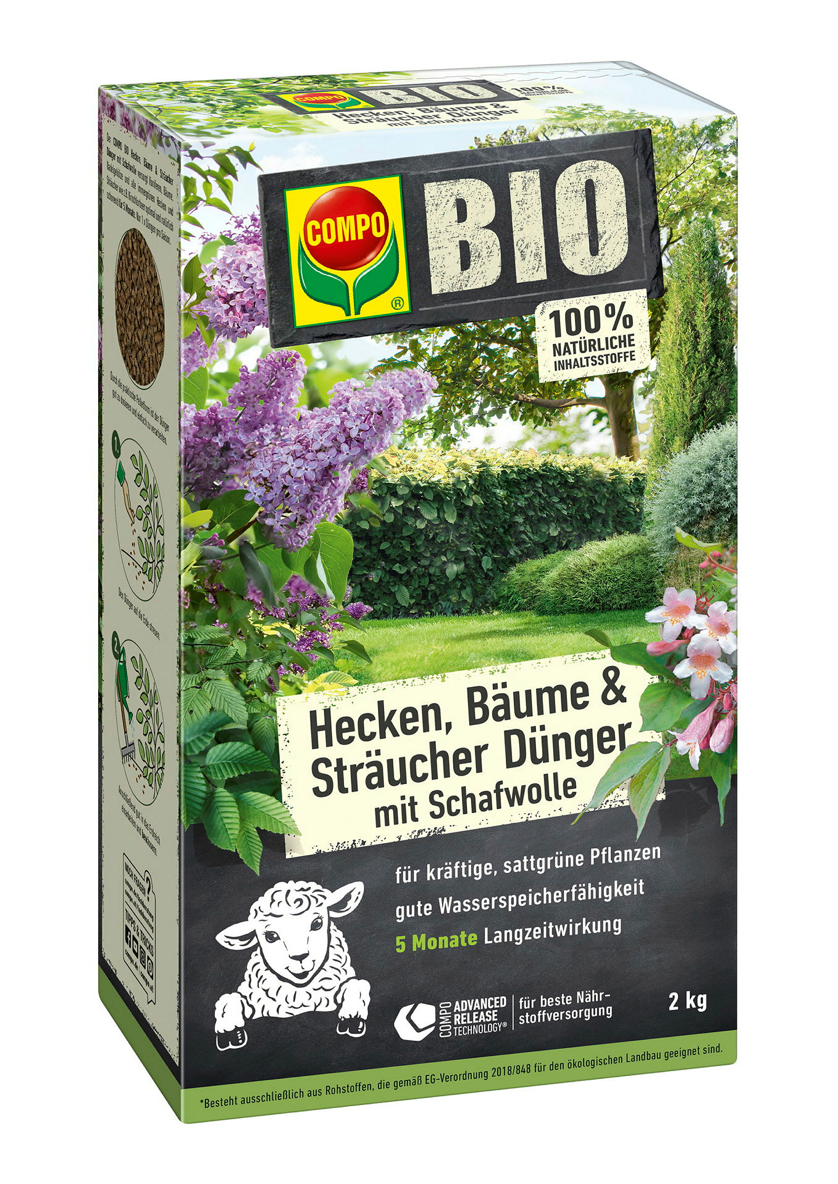 Compo BIO Hecken, Bäume u.Sträucher mit Schafwolle, 2 kg