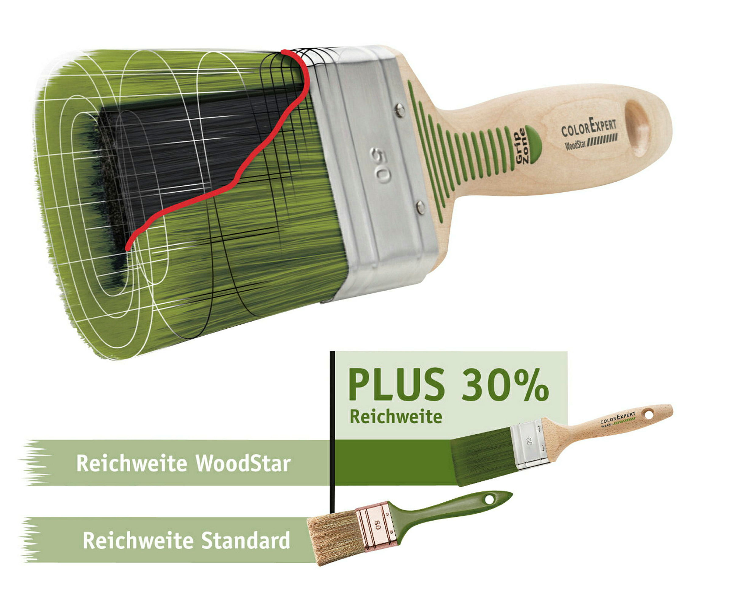 Lasur-Flächenstreicher 100x30 mm WoodStar abgewinkeltem mit 3K-Griff