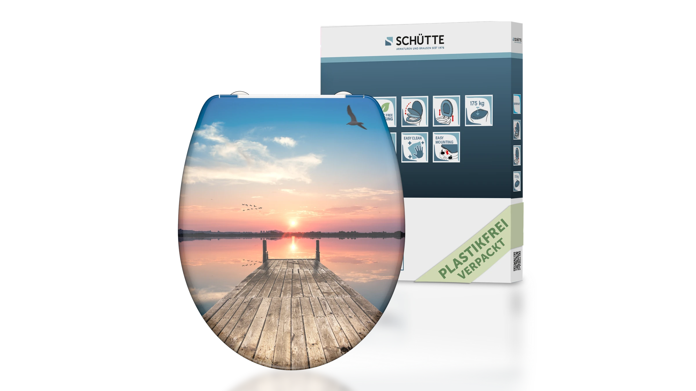 Duroplast WC-Sitz SUNSET SKY, mit Absenkautomatik und Schnellverschluss