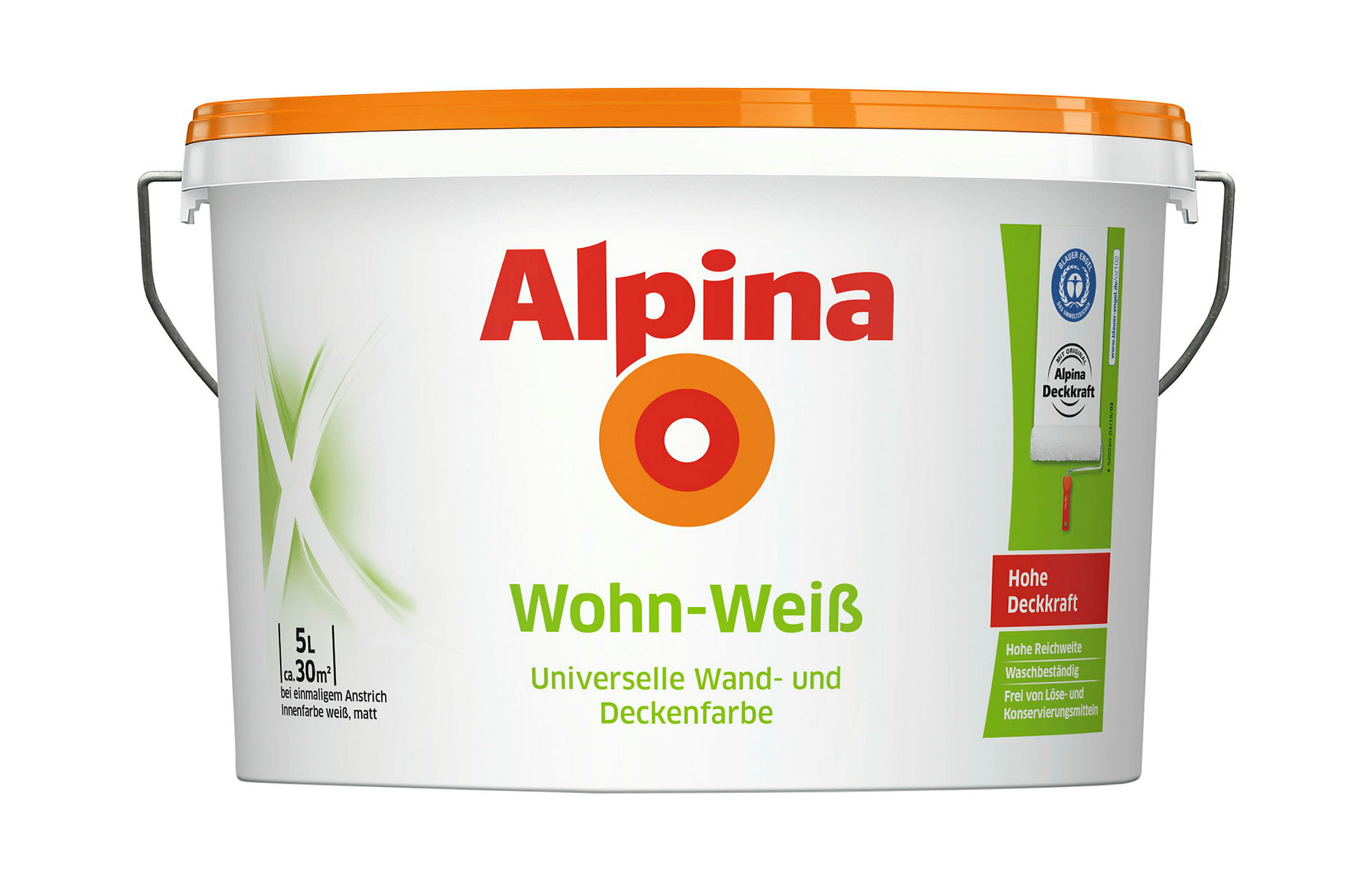 Alpina Wandfarbe Wohn-Weiß 5 Liter matt