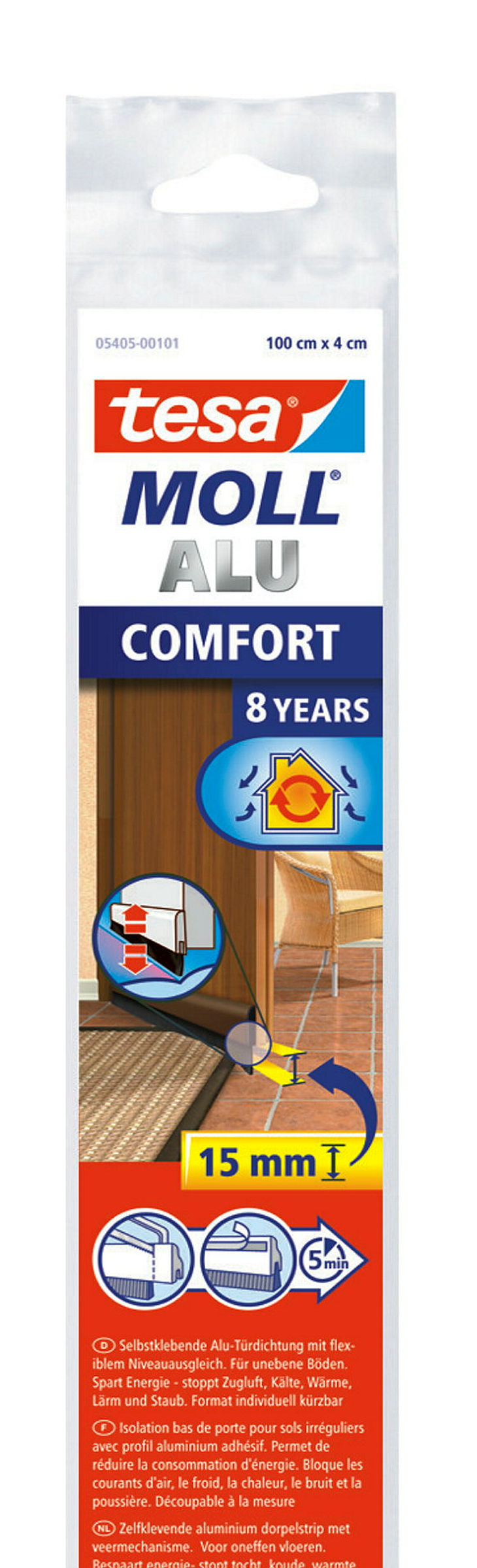 tesamoll® Comfort Türdichtschiene für unebene Böden braun
