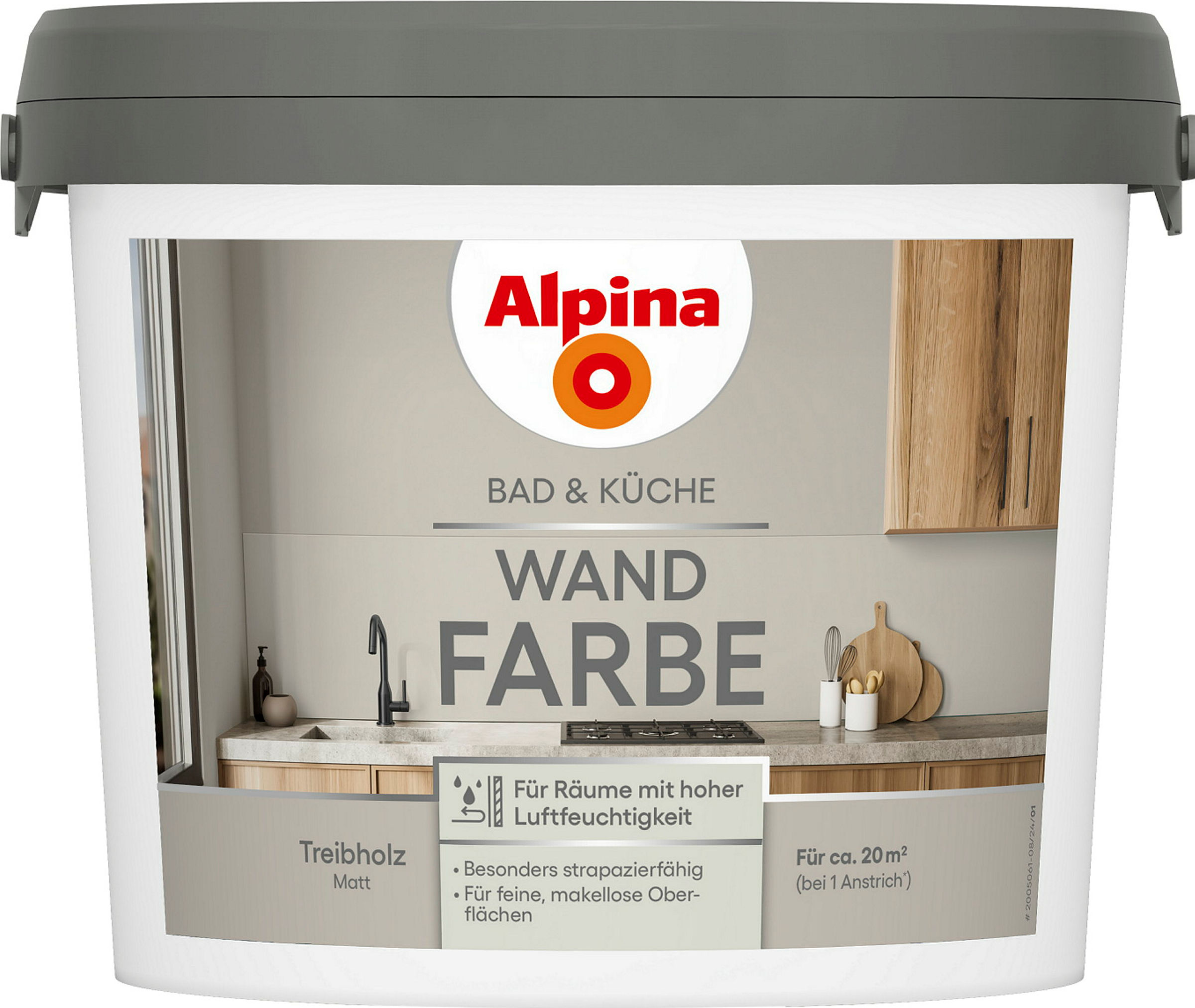 Alpina Bad & Küche Wand-Farbe Treibholz 2,5L