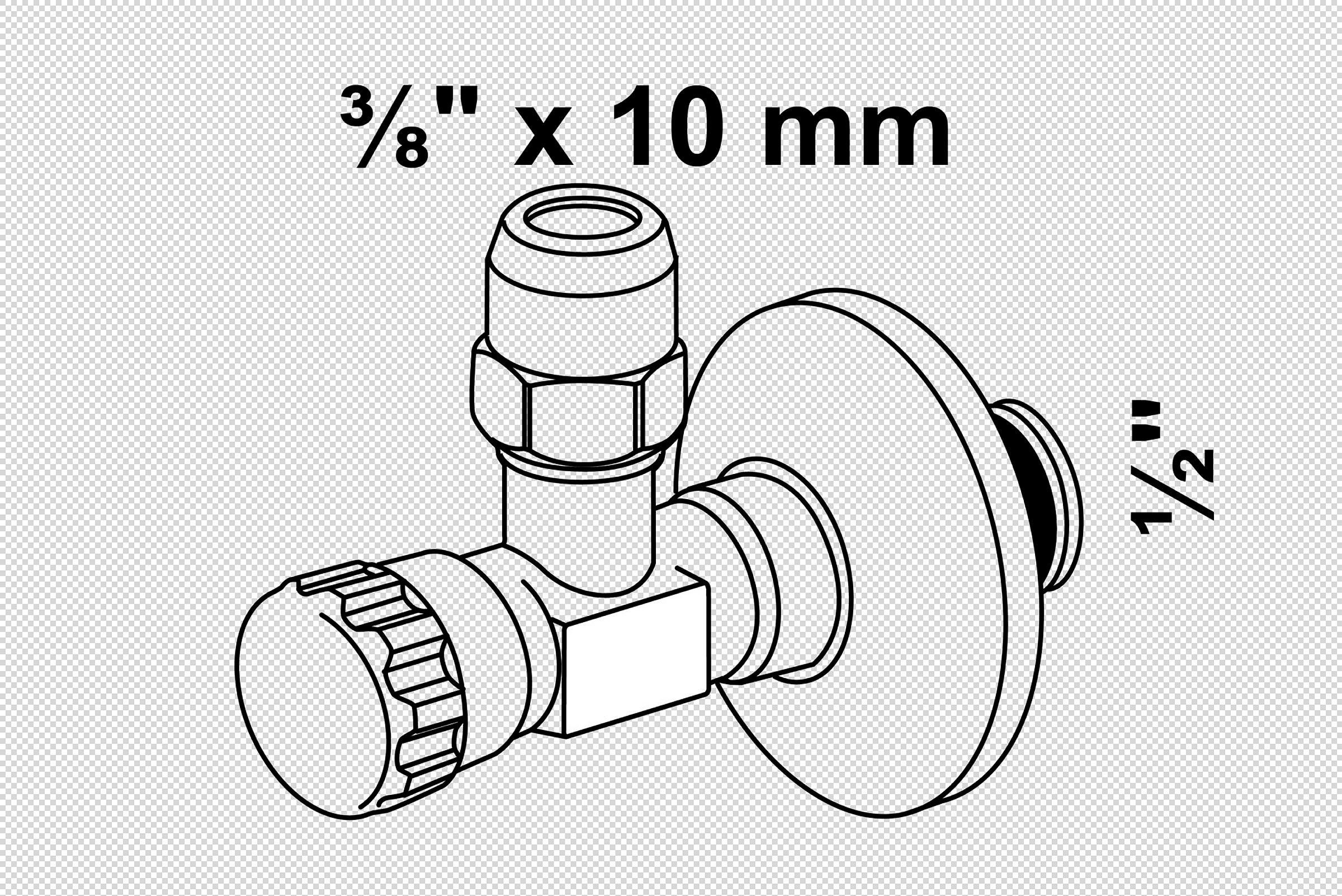 Eckventil, Chrom, 1/2''AG x 3/8''AG x 10 mmQ, mit Schubrosette