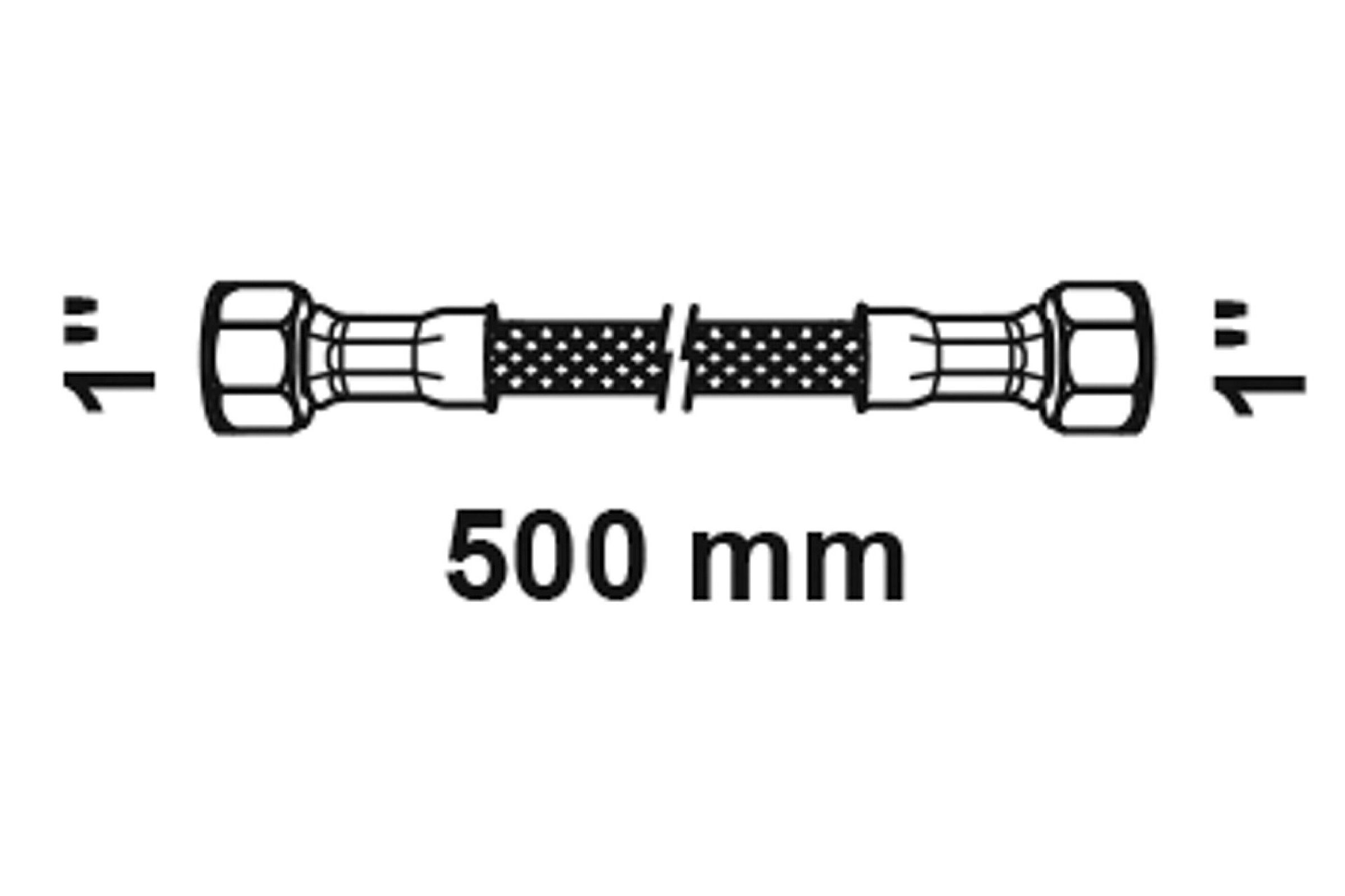 Flexibler Anschlussschlauch, 1''IG x 500 mm x 1''IG, für Heizung