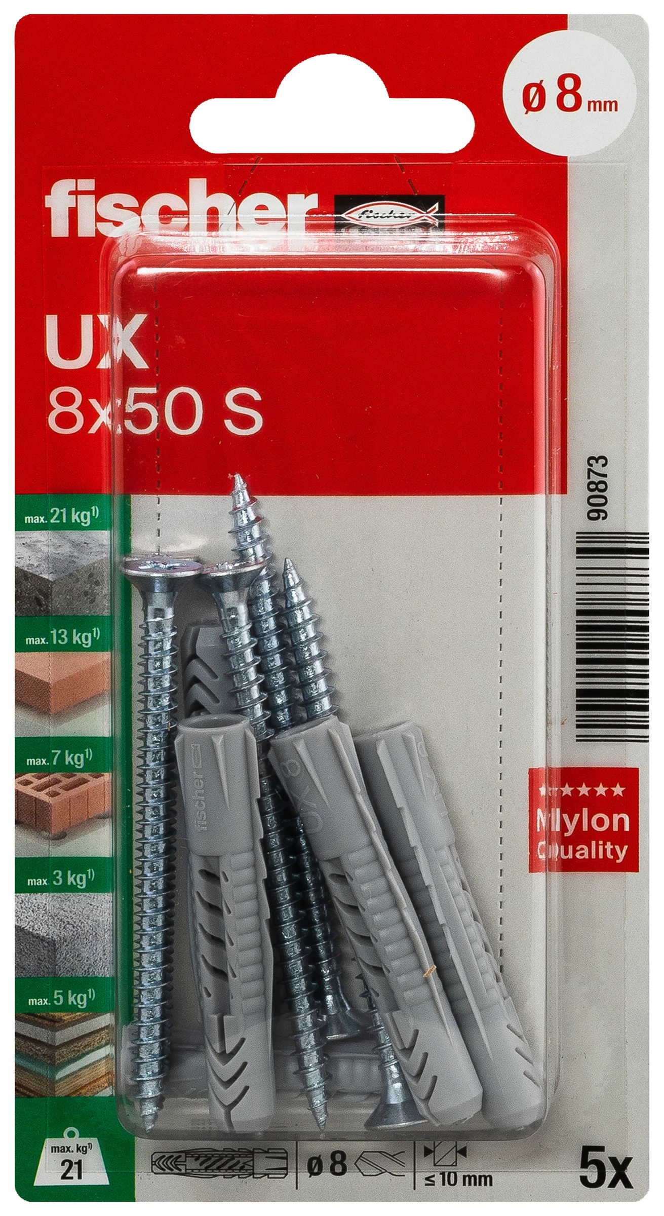 fischer Universaldübel UX 8 x 50 S mit Schraube