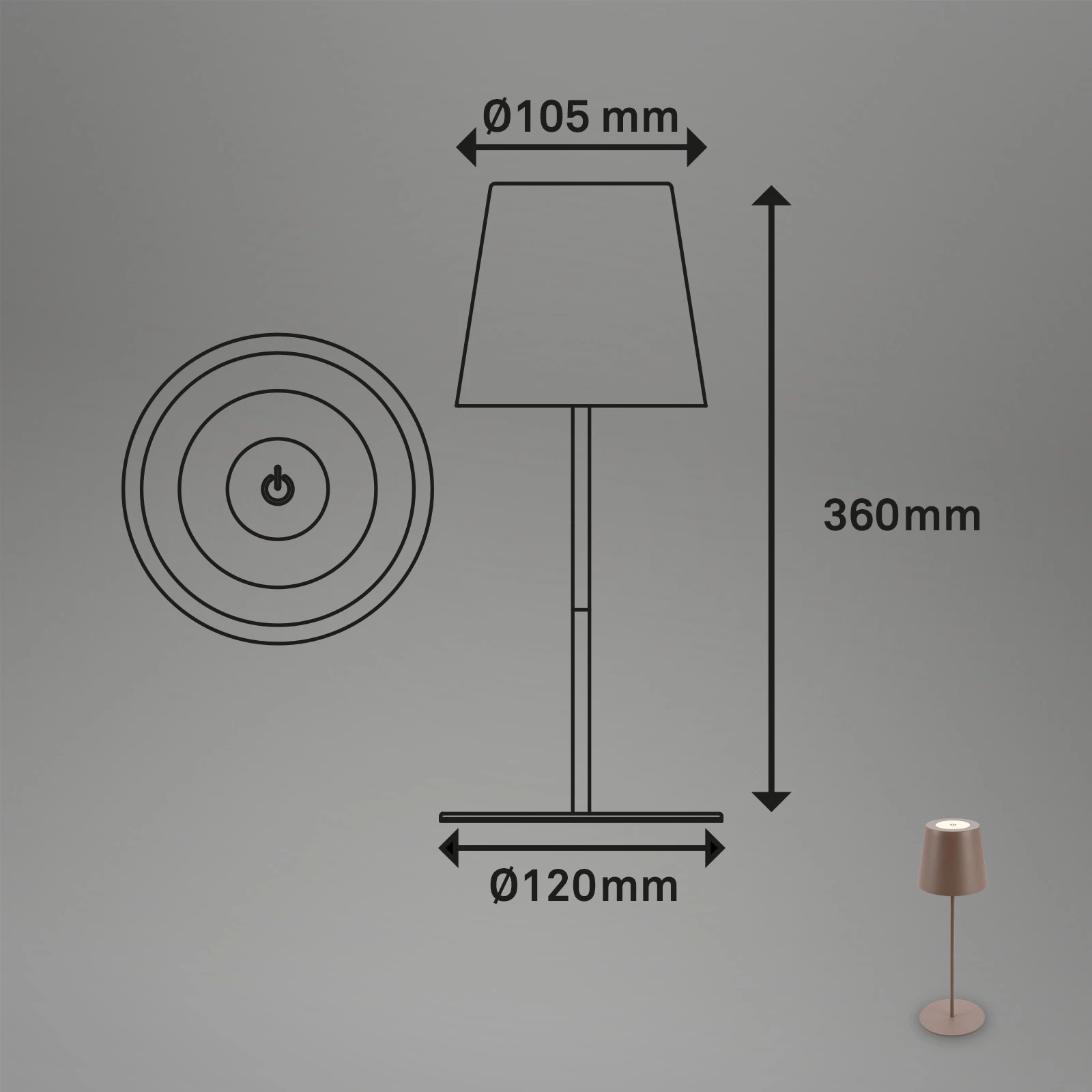KIKI LED Akku Tischleuchte, IP44, 2,5W, Umbrasand