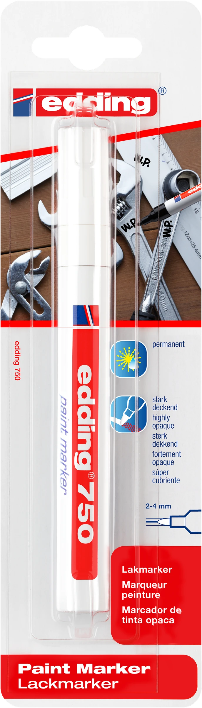 edding 750 Lackmarker 1er-Blister weiß B2C