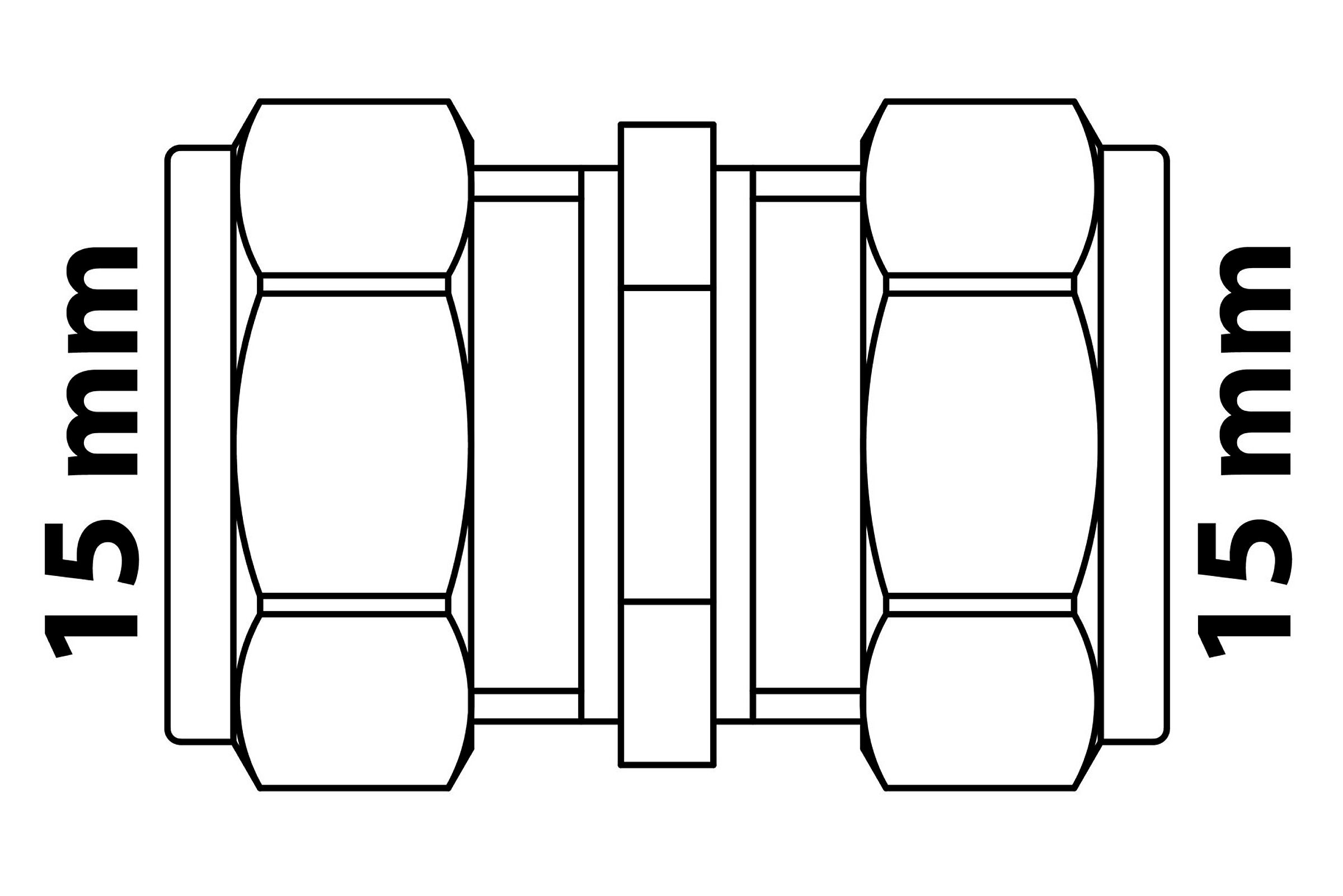 MS Verbindungsstück, blank, 15 mm, Klemmfitting für CU-Roh