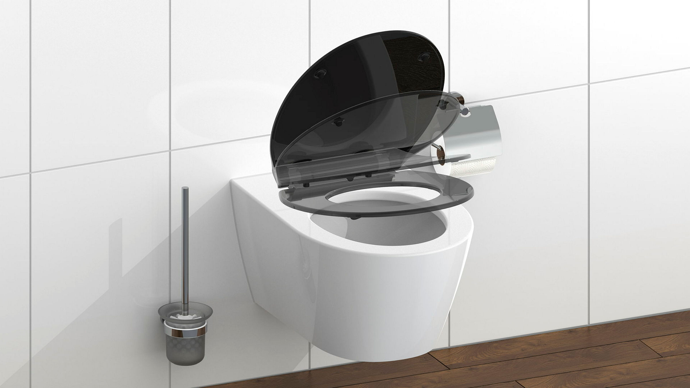 Duroplast WC-Sitz SLIM BLACK, mit Absenkautomatik und Schnellverschluss