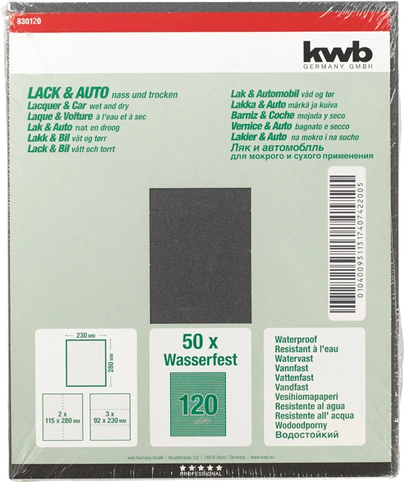 Schleifpapier LACK & AUTO, wasserfest, 230 x 280 mm, K 120