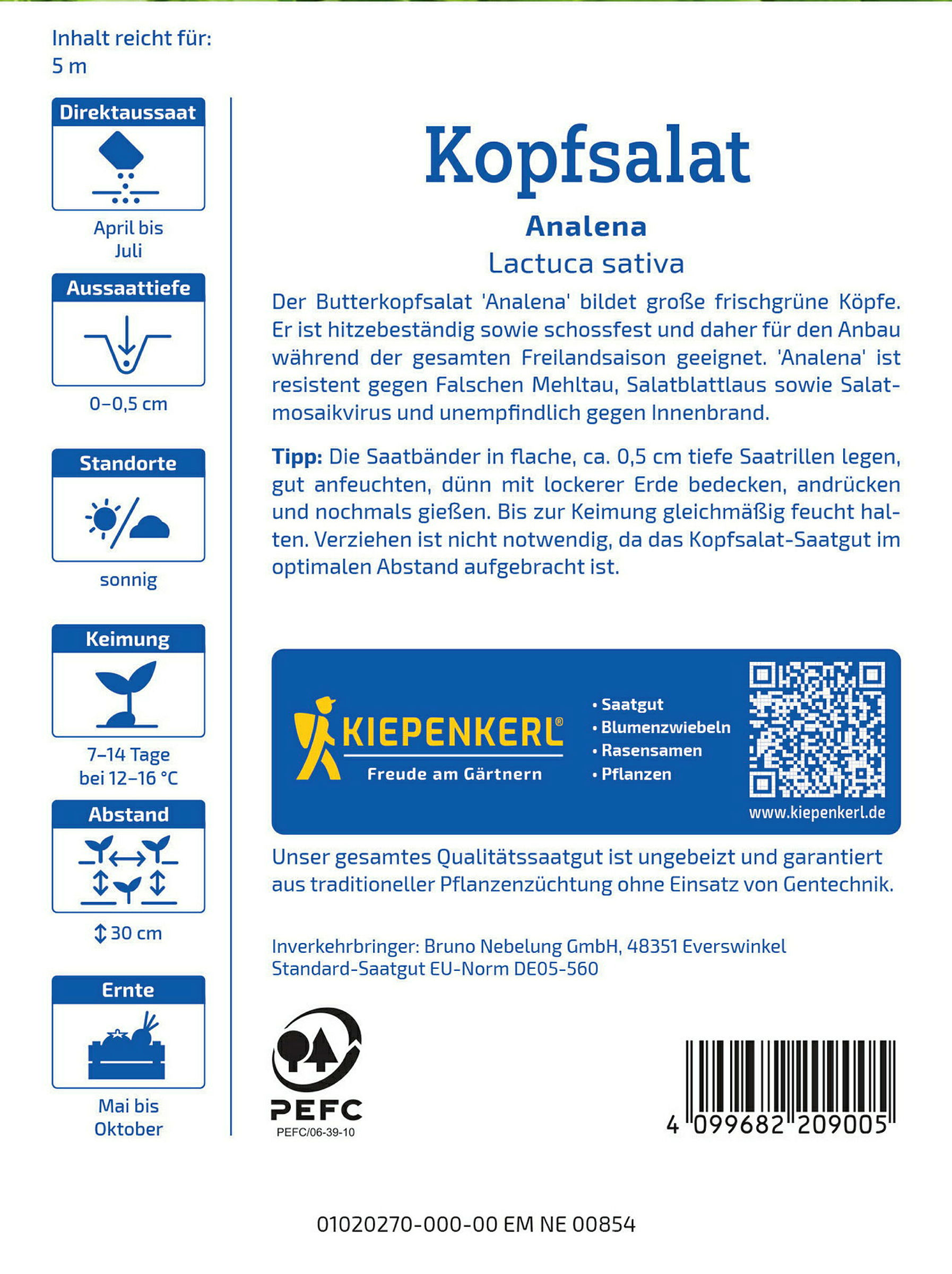 Kiepenkerl Kopfsalat Analena, Saatband