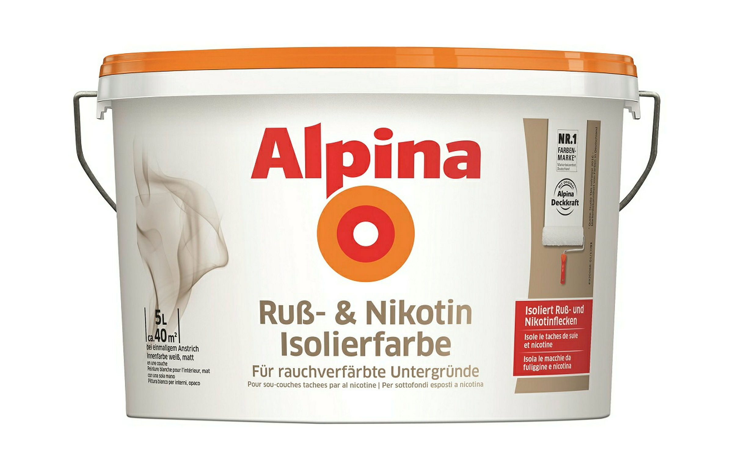 Alpina Ruß- & Nikotin Isolierfarbe 5 Liter weiß matt