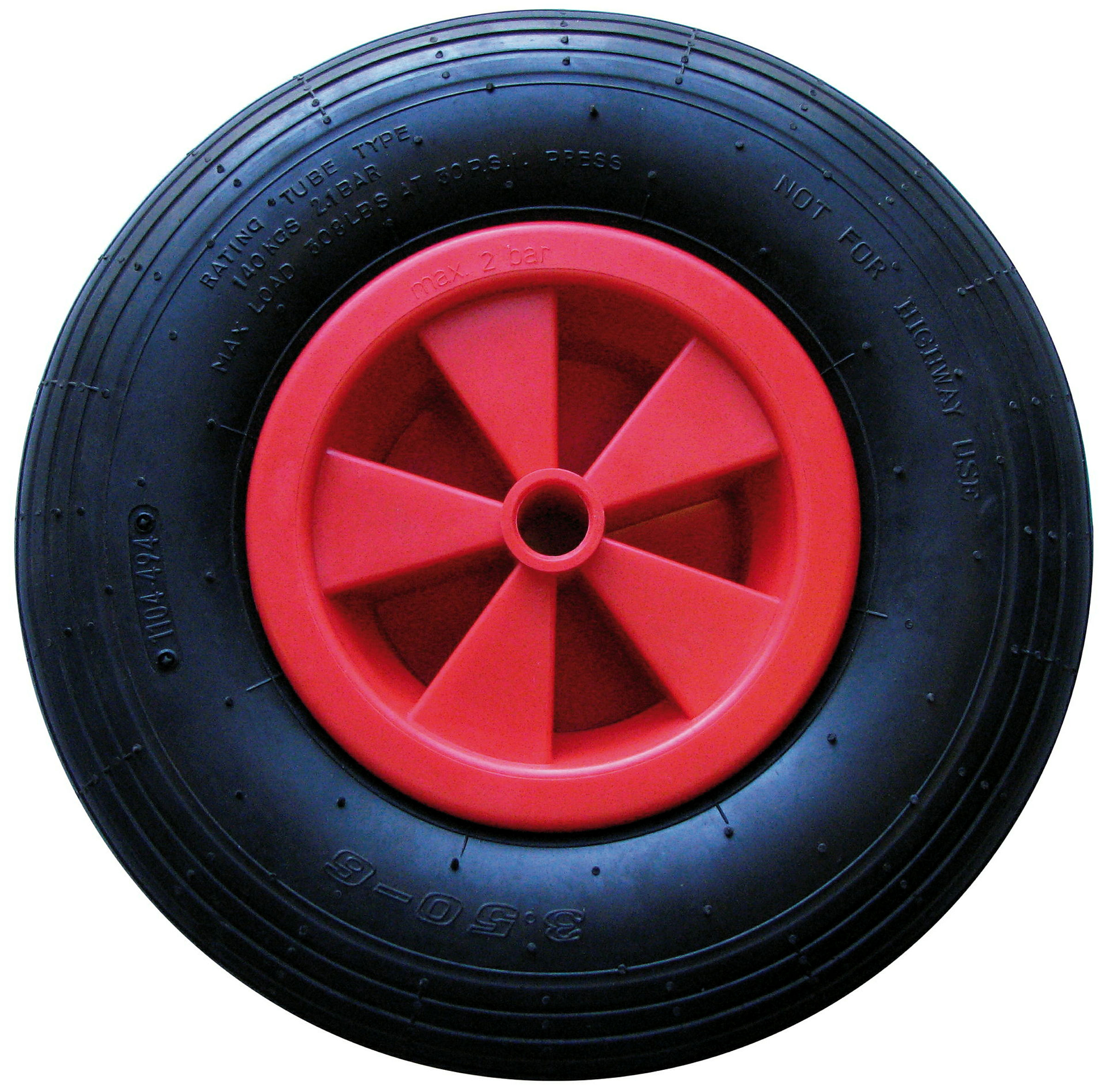Luftrad, Rillenprofil (4 PR), 340x100 mm, Nabe 20x75 mm, Tragkr. 150 kg