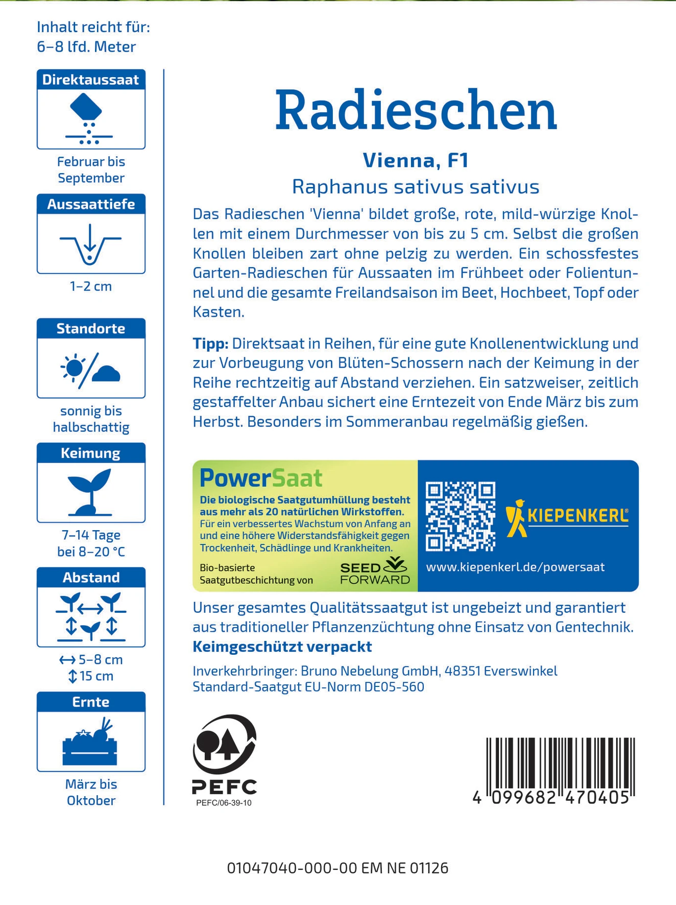 Kiepenkerl Radieschen Vienna, F1, PowerSaat