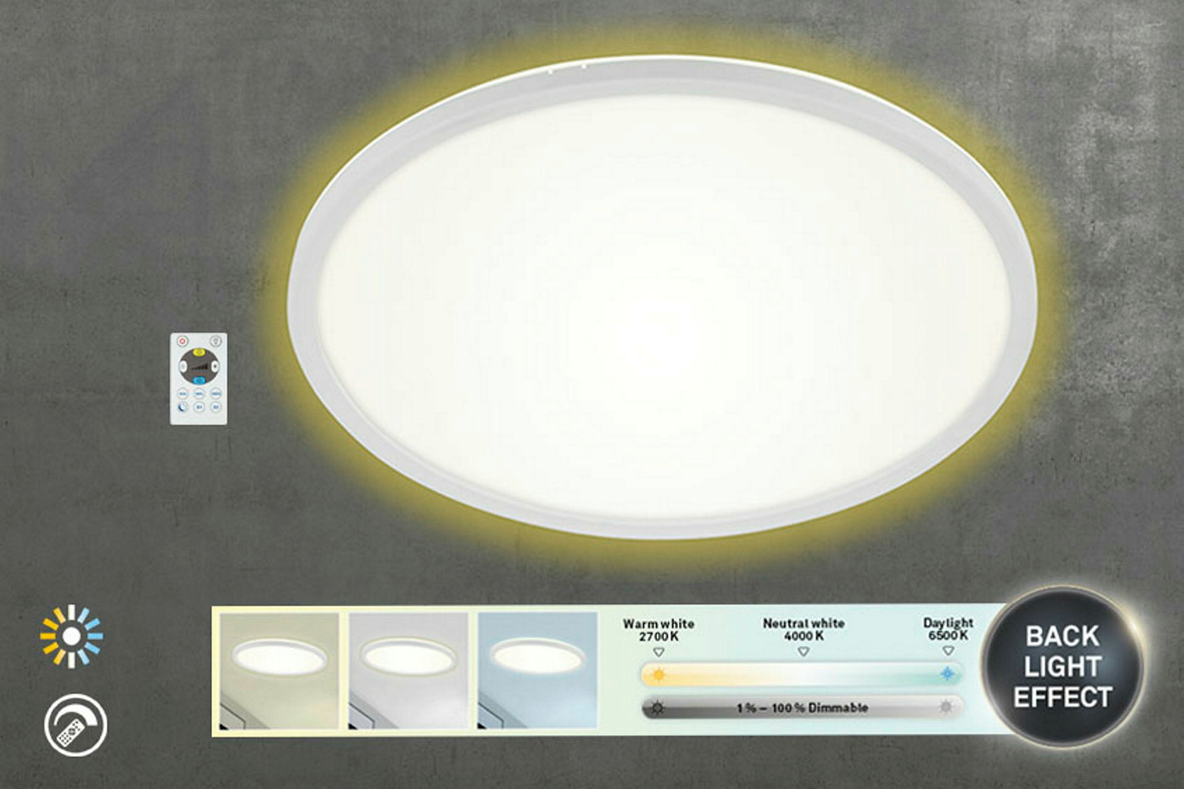 Ultraflaches CCT LED Panel,weiß, 1xLED/22W