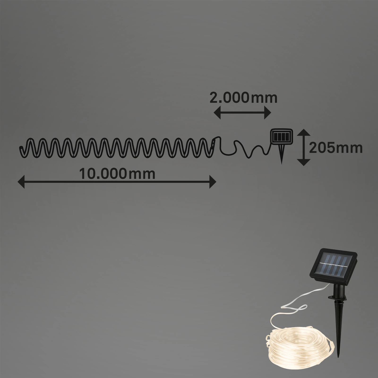 Solar LED-Band, 100xLED, IP44, außen, 10m
