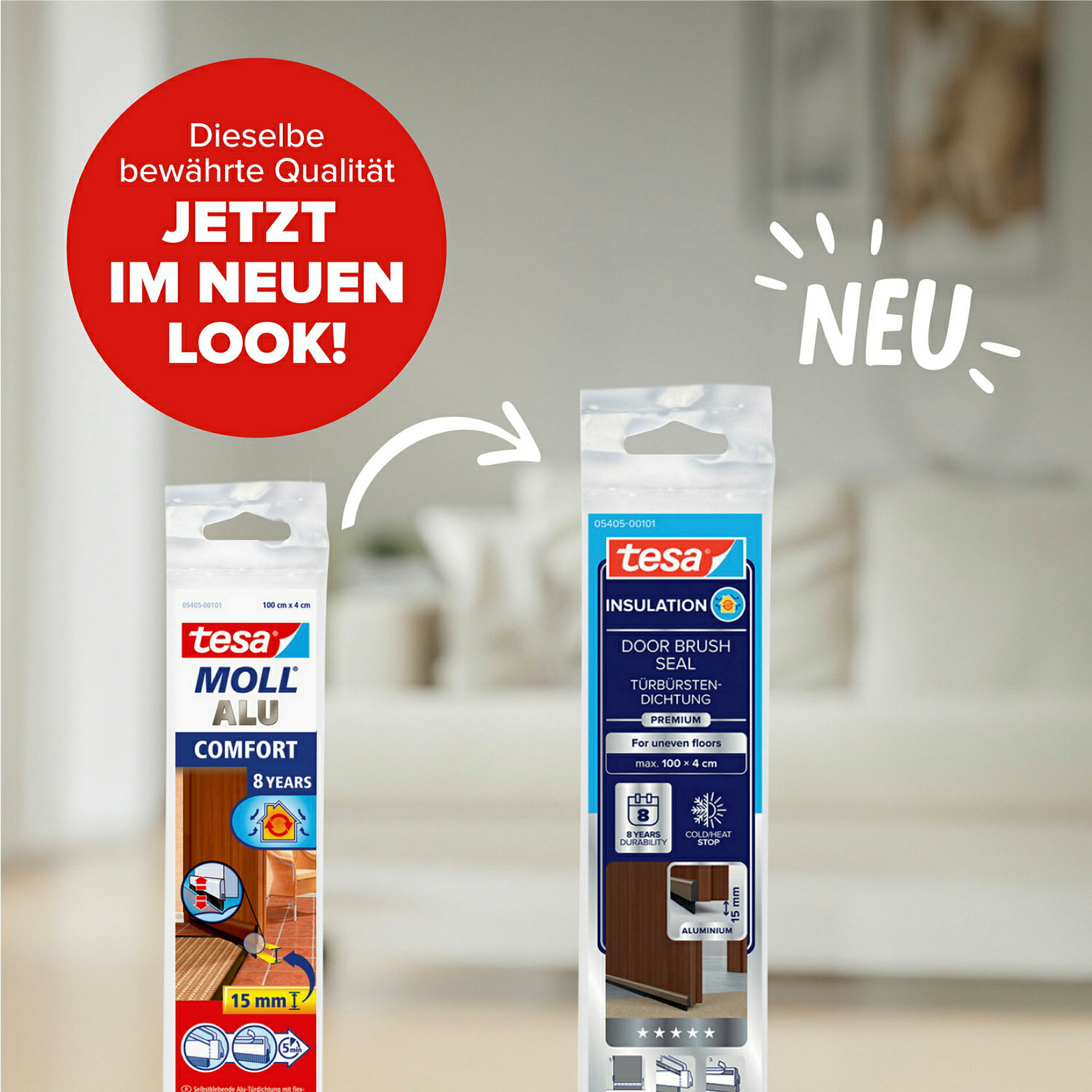 tesamoll® Comfort Türdichtschiene für unebene Böden braun