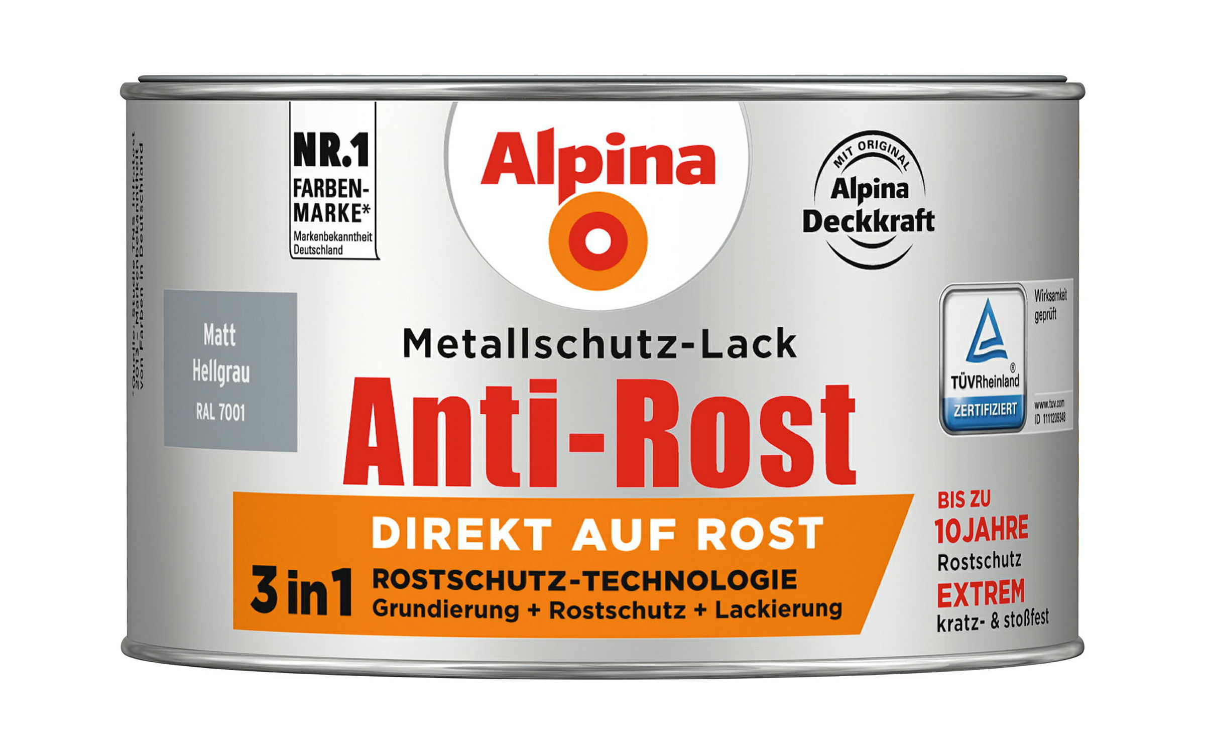 Alpina Metallschutzlack Anti-Rost Hellgrau 300ml matt