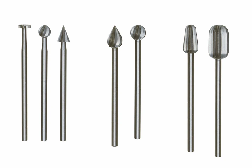 PROXXON-Feinfräsersatz (Wolfram-Vanadiumstahl), 3-tlg. (Rad, Kugel, Kegel)