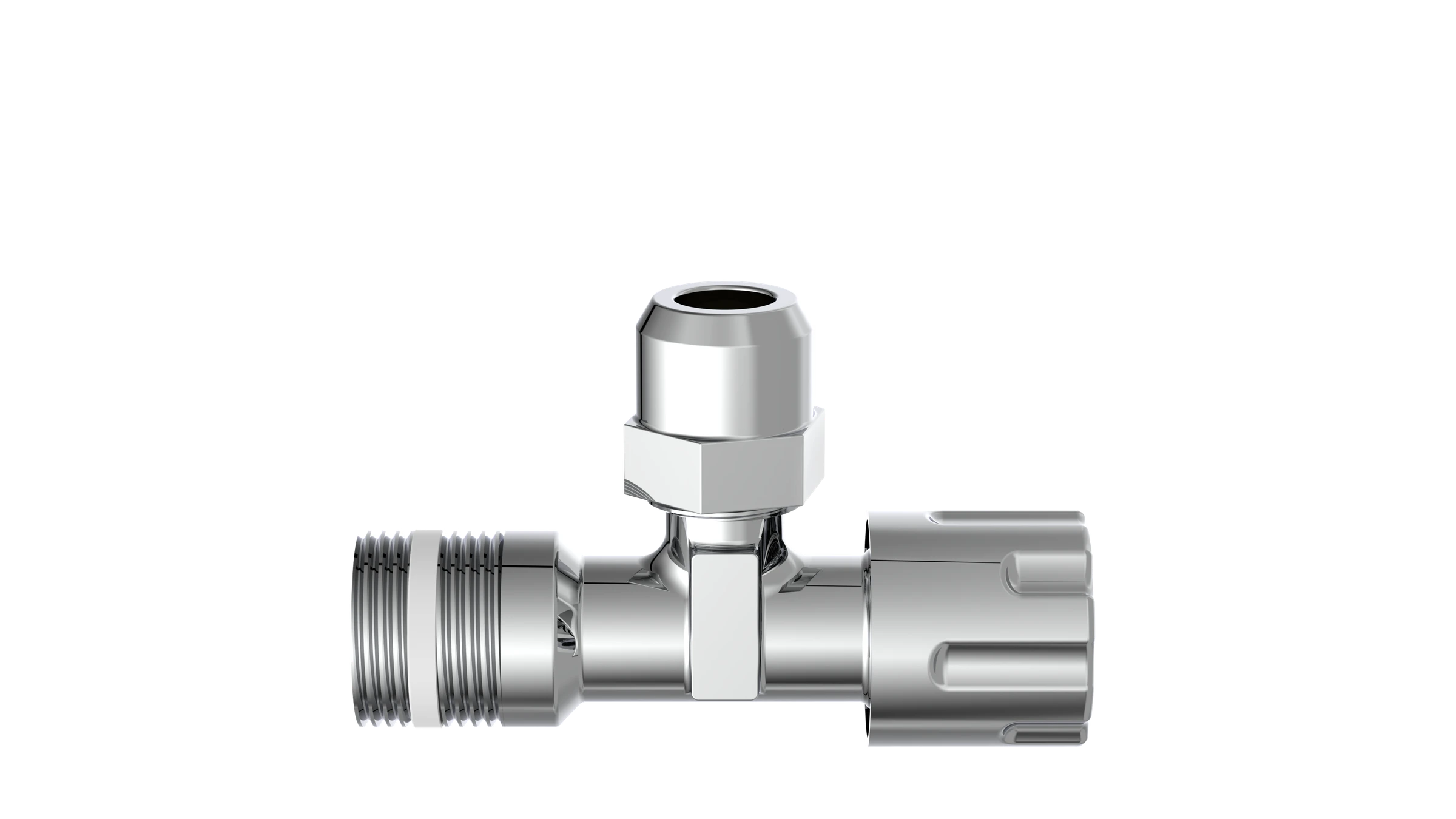 Eckventil, Chrom, 1/2''AG x 3/8''AG x 10 mmQ, selbstdichtend, mit Schubrose
