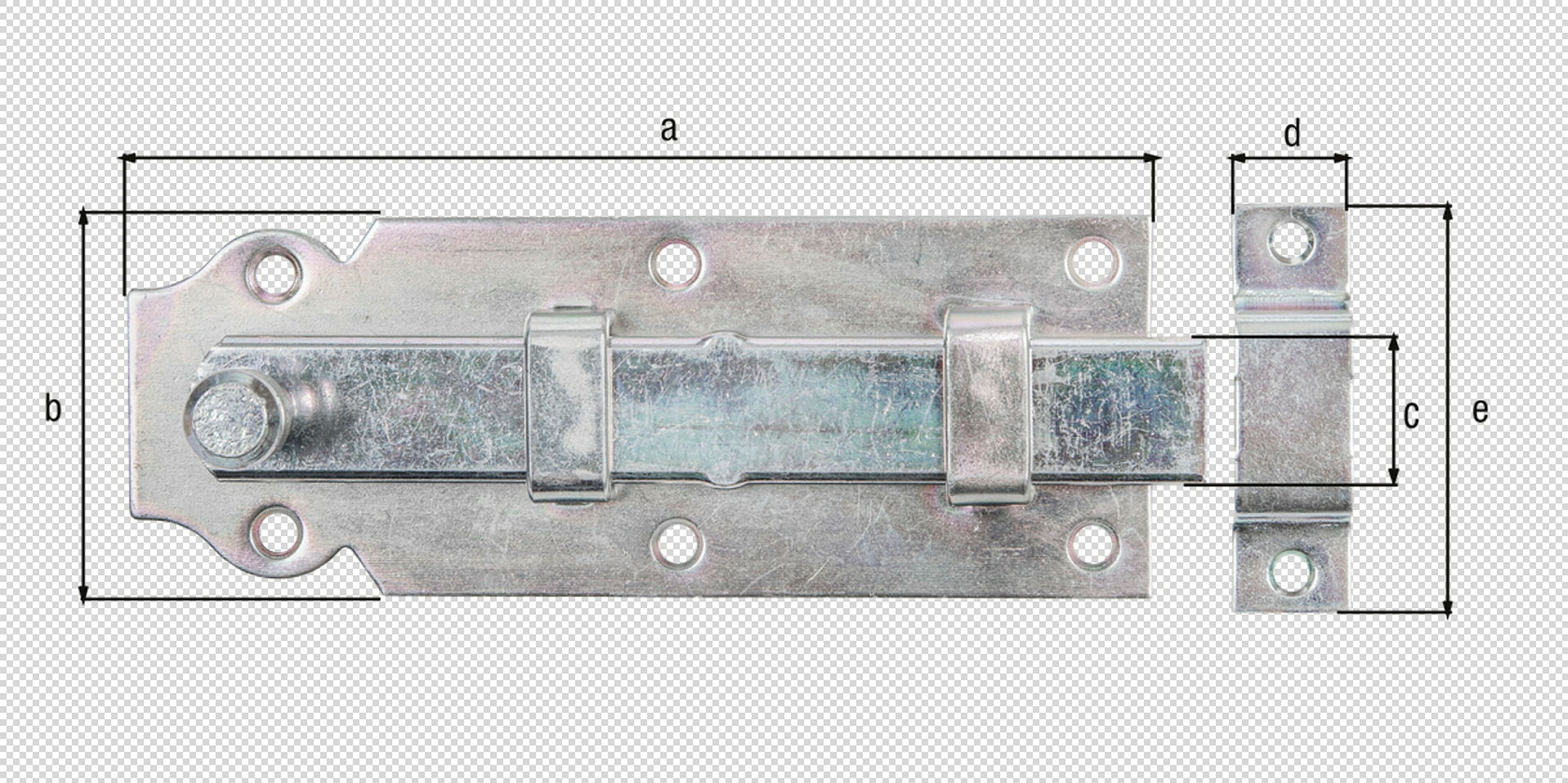 Türriegel mit Knopfgriff 140x52 verzinkt