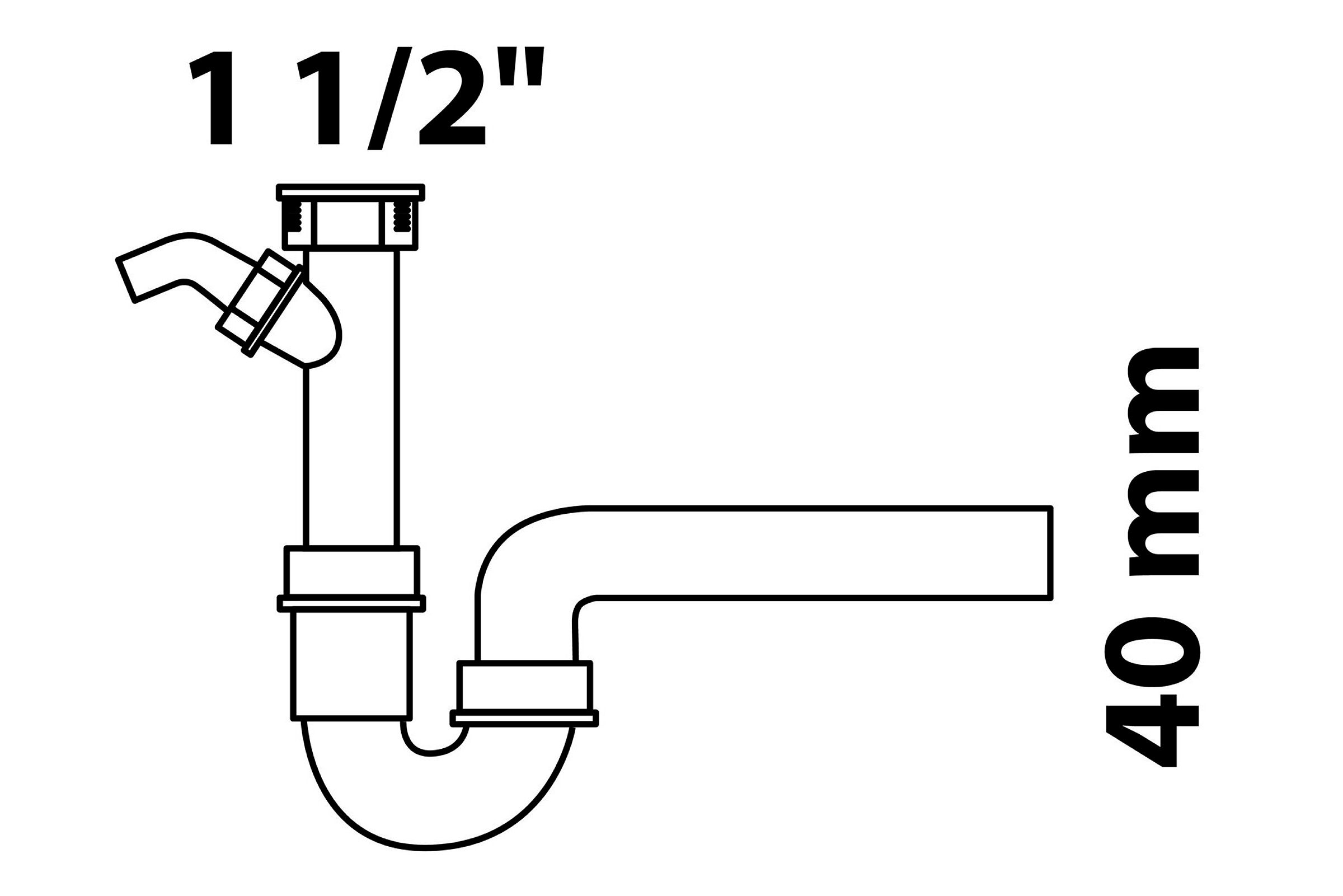 ECO-SAVE KS Spültisch-Röhrensiphon,Grau, 1 1/2''IG x 40 mm, mit 3/4'' Gerät