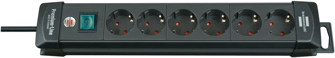 Premium-Line 6fach schwarz *DE* 3m H05VV-F3G15 mit Schalter