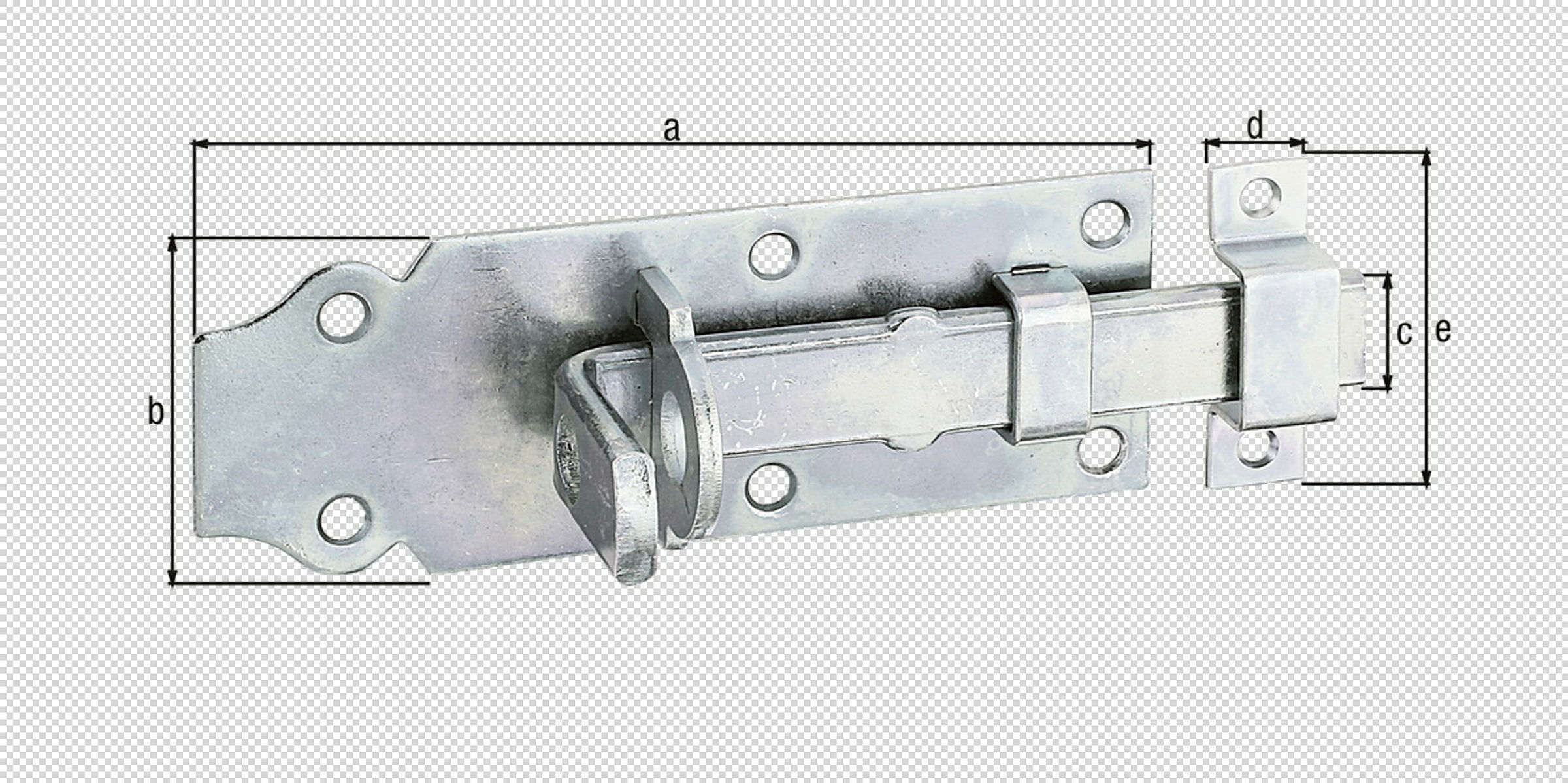 Schlossriegel mit flachem Griff 120x44 gerade verzinkt