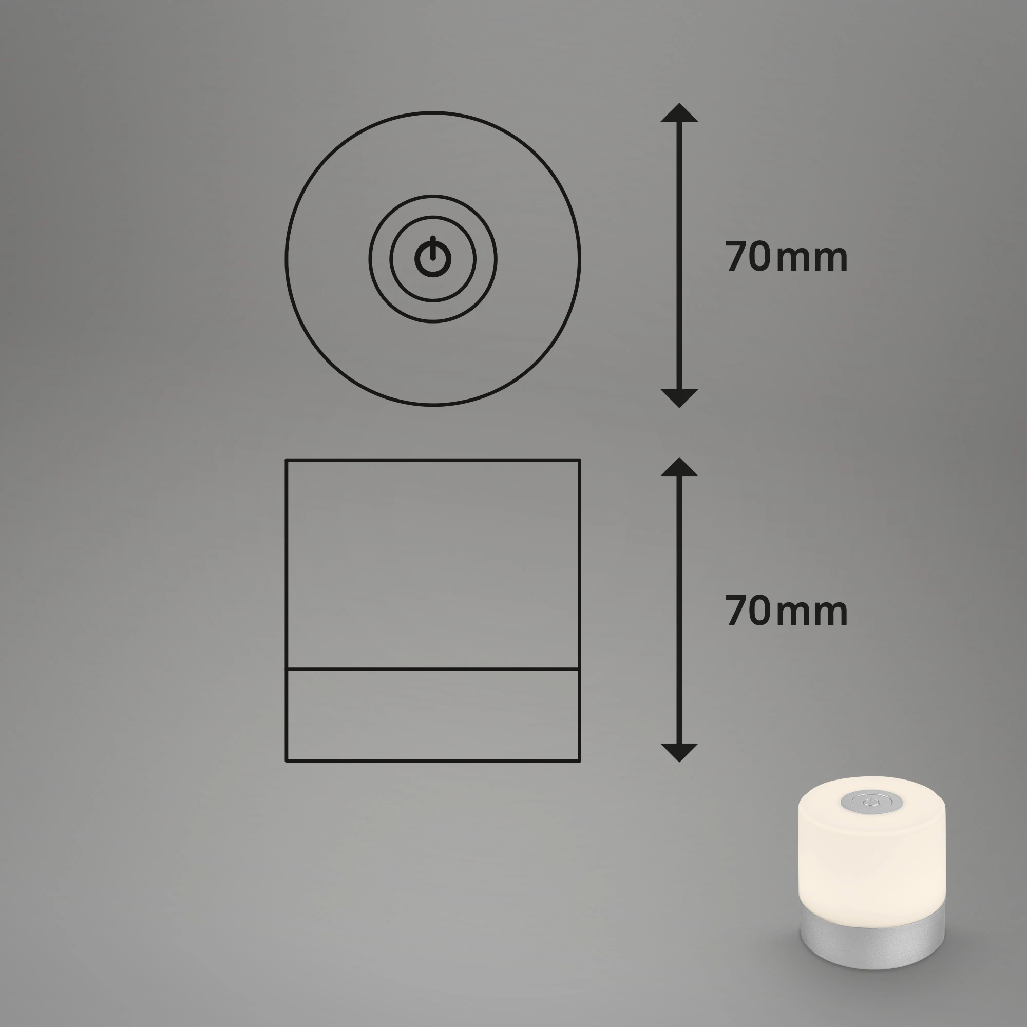 SMAL Akku LED Tischleuchte, Chrom-matt, 1xLED/2W