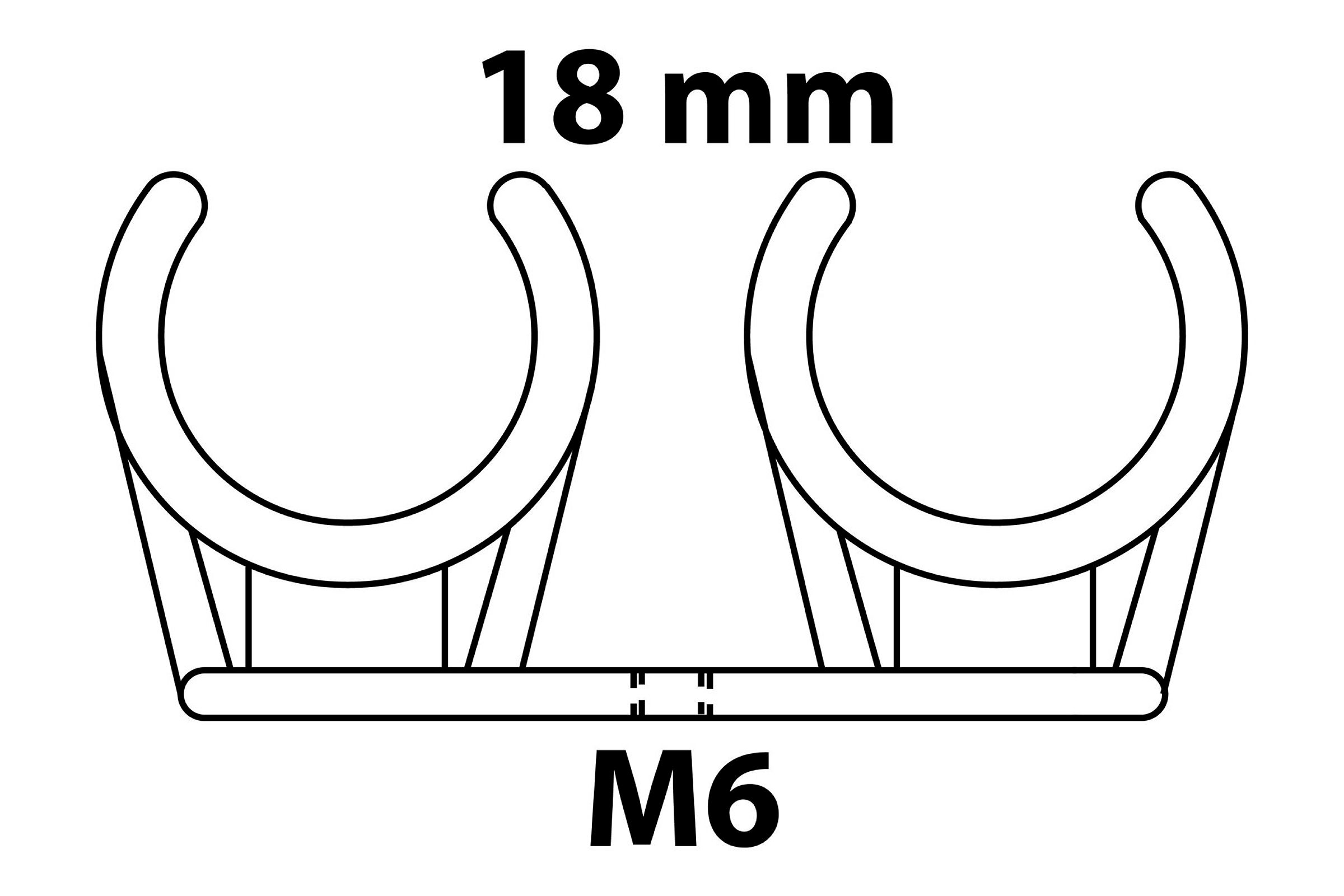 Rohrclip doppelt, 18 mm, mit M6 Gewindehülse