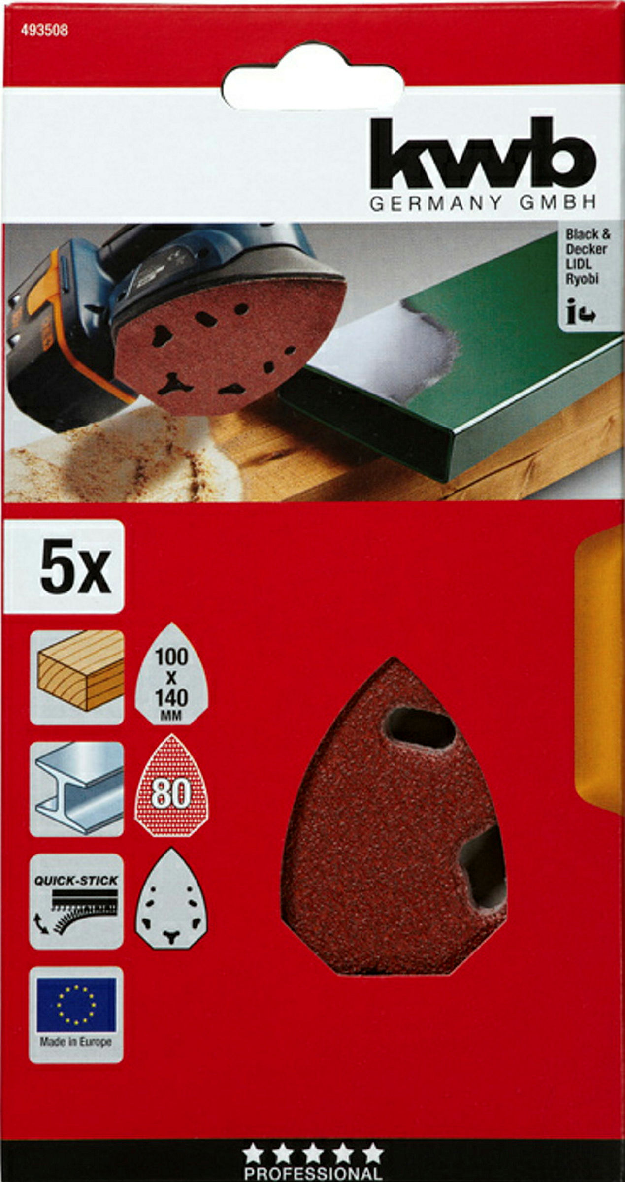 Haft-Schleifdreiecke, HOLZ & METALL, 100 x 140 mm, K 80