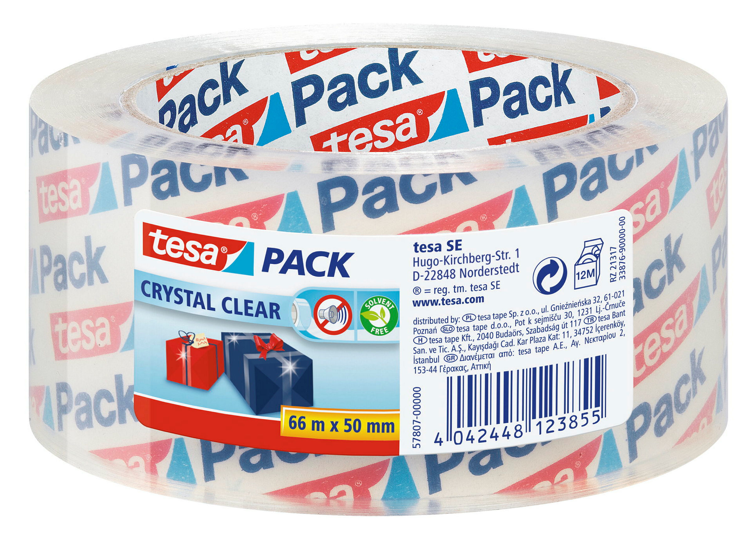 tesa®pack Packband, Paketband, kristall-klar, ultra strong, 66m x 50mm