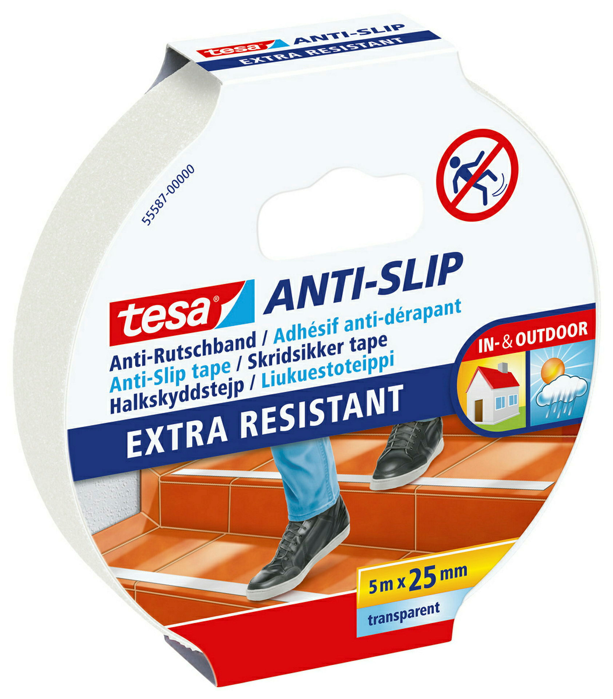 tesa® Anti Rutschband transparent, 5 m : 25 mm